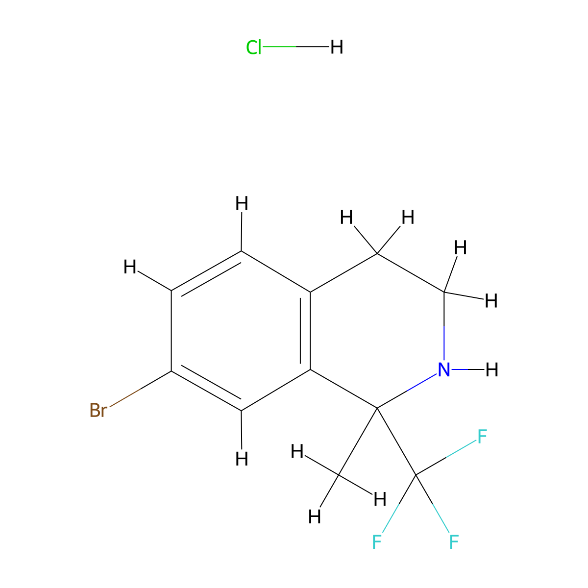 7-Bromo-1-methyl-1-(trifluoromethyl)-1,2,3,4-tetrahydroisoquinoline hydrochloride molecular structure, CAS 2947424-72-6