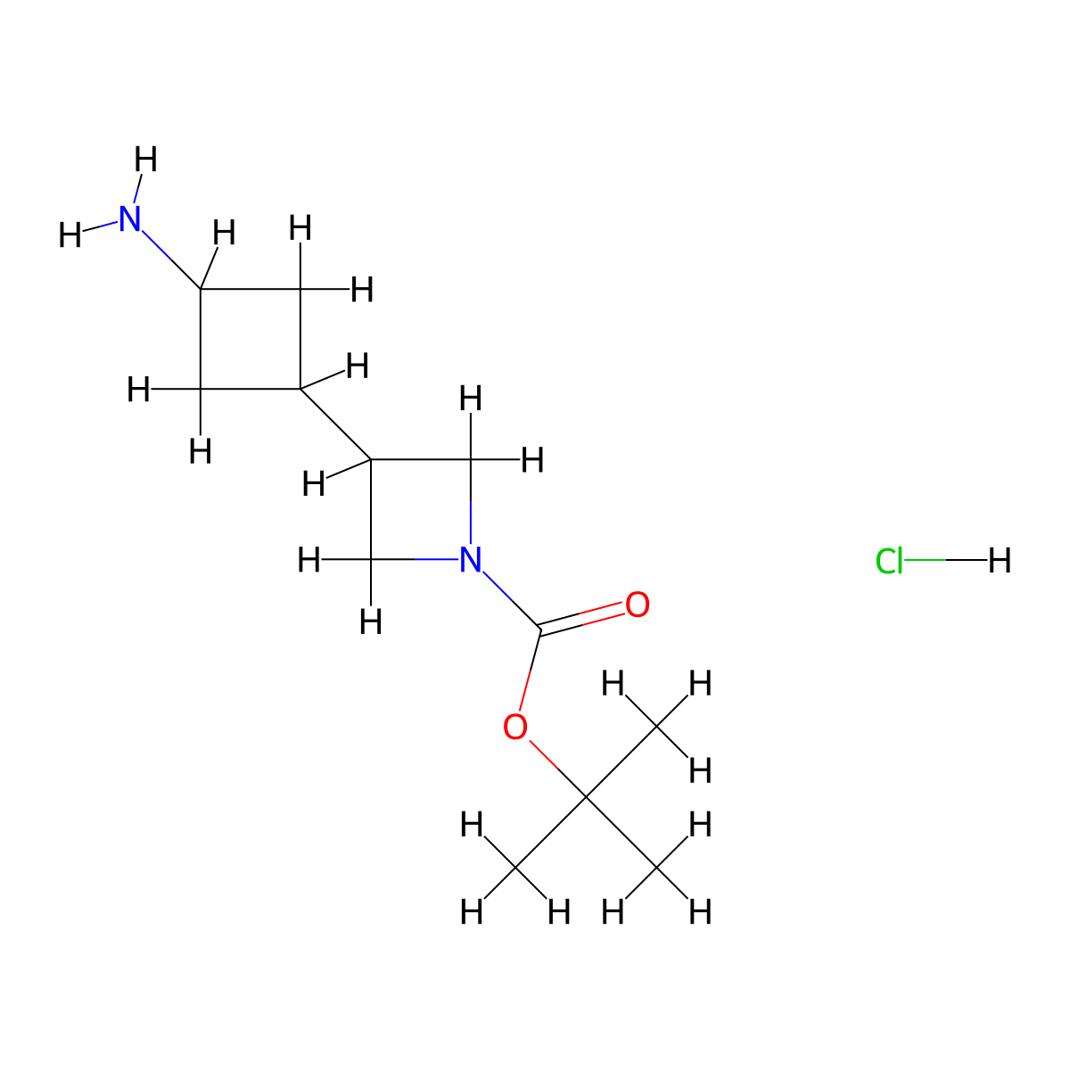 Tert-butyl 3-(3-aminocyclobutyl)azetidine-1-carboxylate;hydrochloride molecular structure, CAS 2947425-48-9