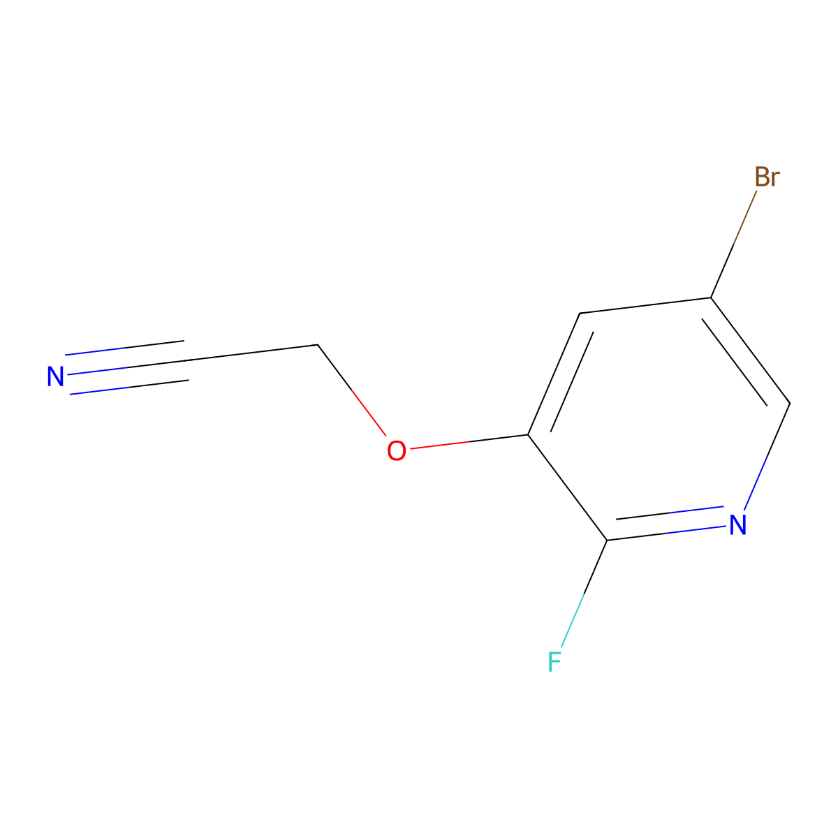 Acetonitrile, 2-[(5-bromo-2-fluoro-3-pyridinyl)oxy]- molecular structure, CAS 2947425-51-4