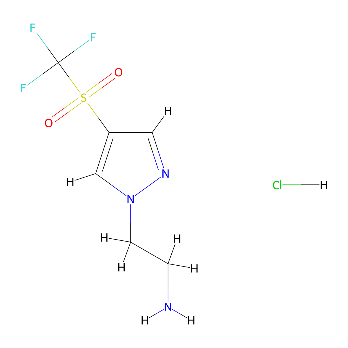 2-[4-(Trifluoromethylsulfonyl)pyrazol-1-yl]ethanamine;hydrochloride molecular structure, CAS 2947425-53-6