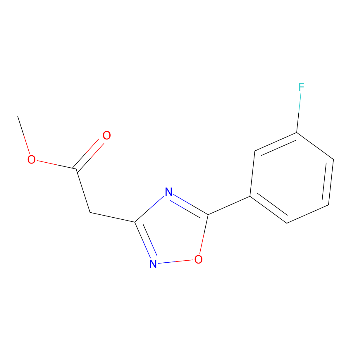 Methyl 2-[5-(3-fluorophenyl)-1,2,4-oxadiazol-3-yl]acetate molecular structure, CAS 2947425-54-7