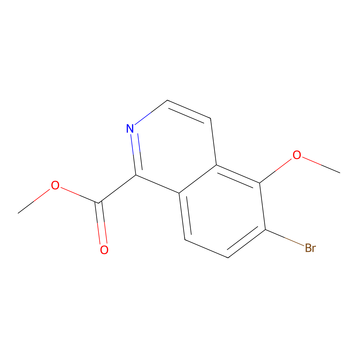 Methyl 6-bromo-5-methoxyisoquinoline-1-carboxylate molecular structure, CAS 2947425-98-9