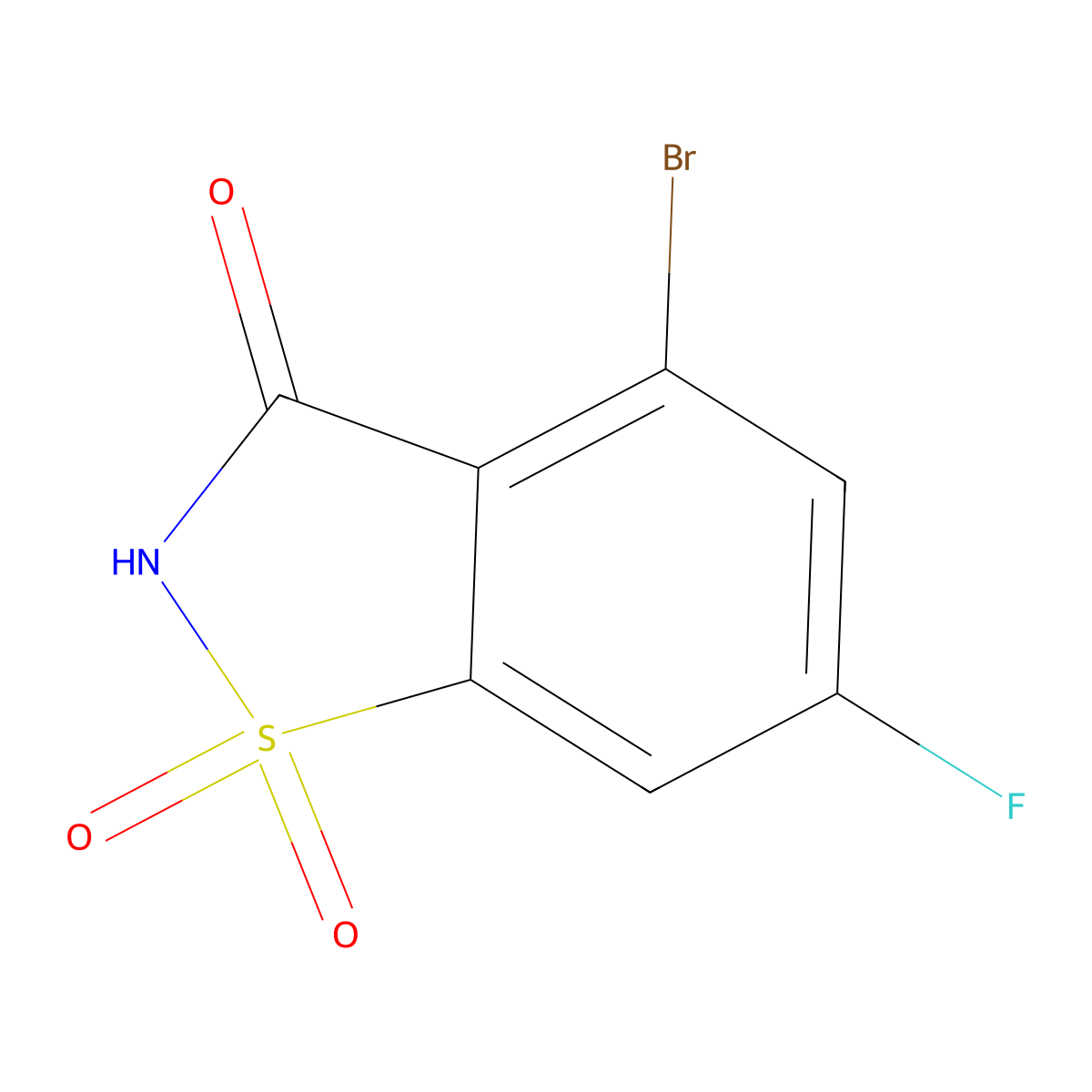 4-Bromo-6-fluoro-2,3-dihydro-1lambda6,2-benzothiazole-1,1,3-trione molecular structure, CAS 2947426-03-9