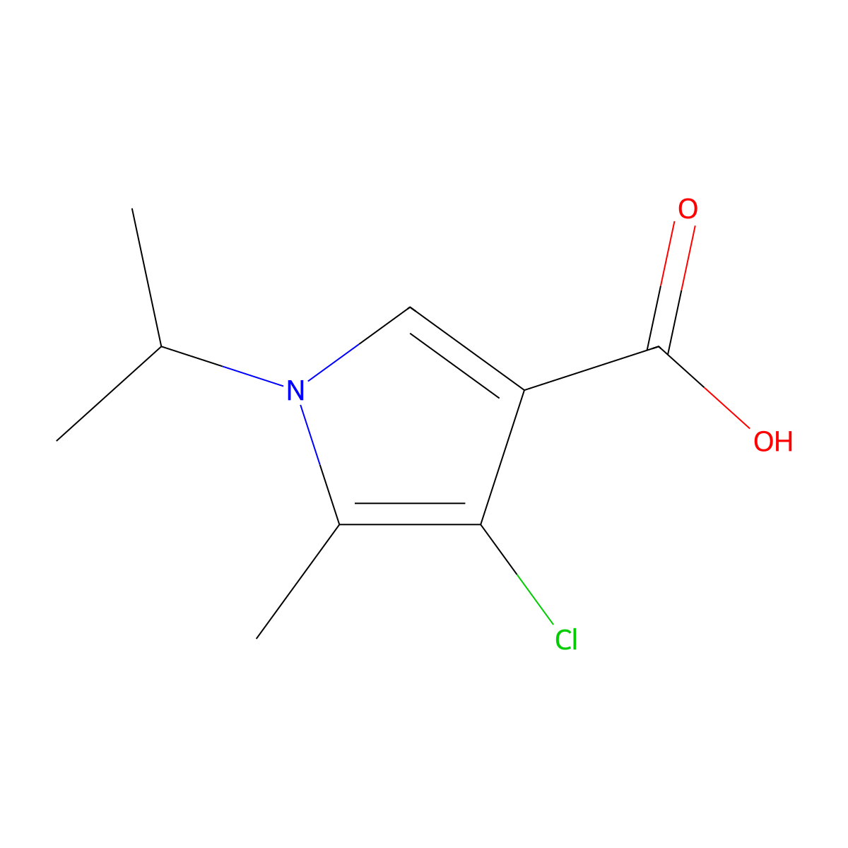 4-chloro-5-methyl-1-(propan-2-yl)-1H-pyrrole-3-carboxylic acid molecular structure, CAS 2947426-04-0
