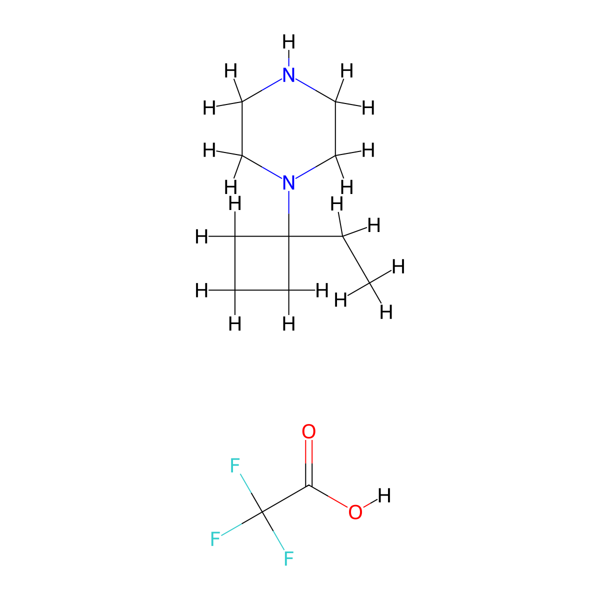 1-(1-Ethylcyclobutyl)piperazine, trifluoroacetic acid molecular structure, CAS 2947426-09-5