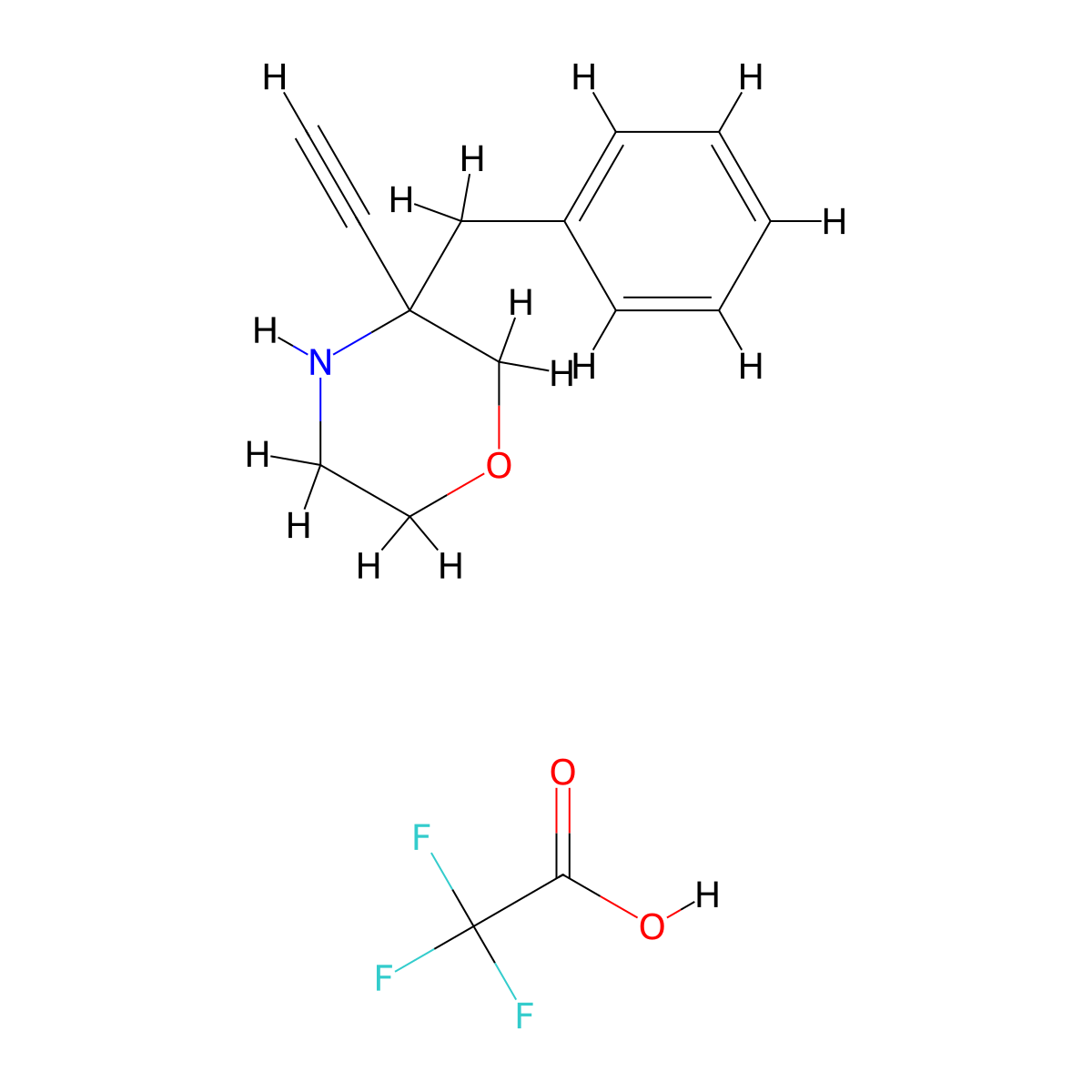 3-Benzyl-3-ethynylmorpholine, trifluoroacetic acid molecular structure, CAS 2947426-15-3
