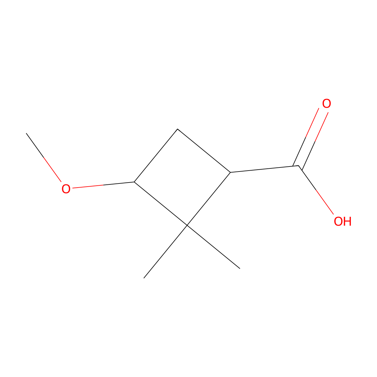 3-Methoxy-2,2-dimethylcyclobutane-1-carboxylic acid molecular structure, CAS 2947426-16-4