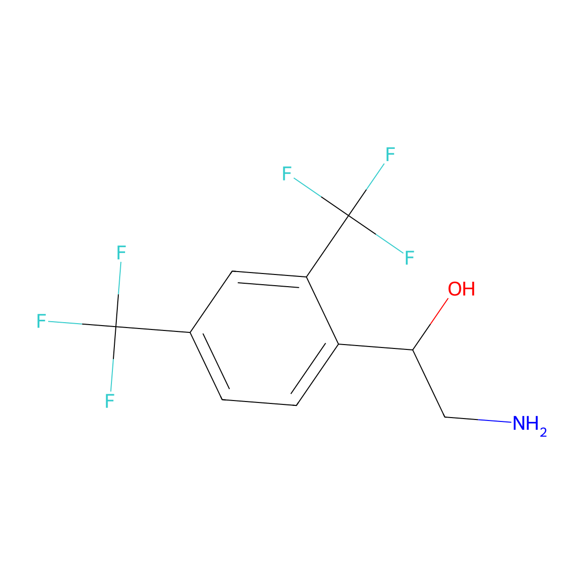 2-Amino-1-[2,4-bis(trifluoromethyl)phenyl]ethanol molecular structure, CAS 2947426-17-5
