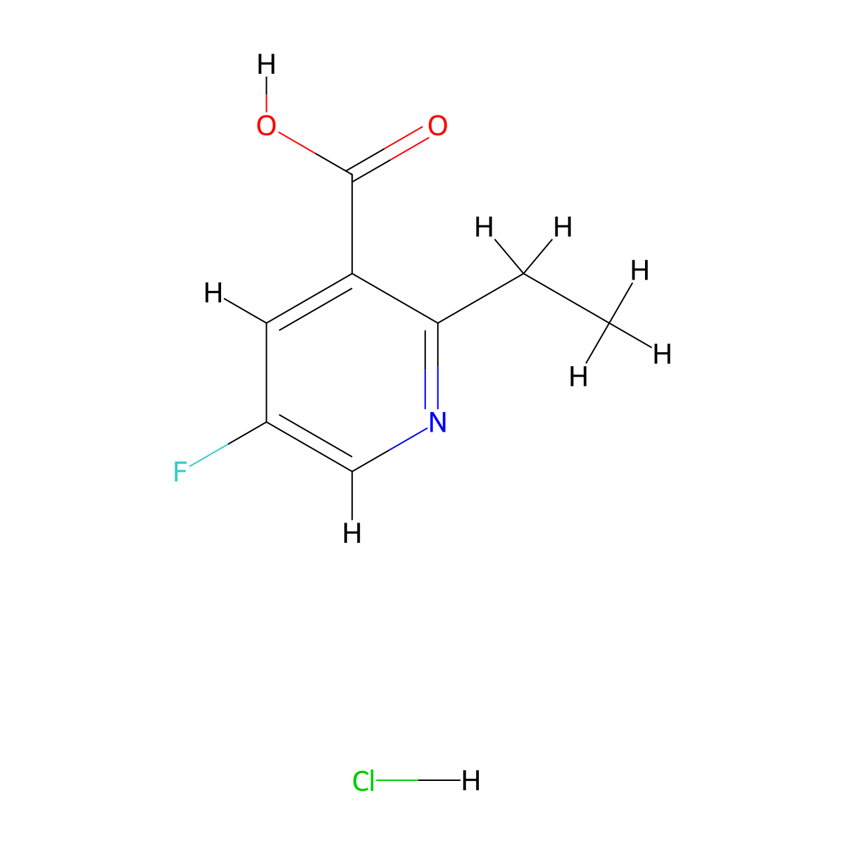 2-Ethyl-5-fluoropyridine-3-carboxylic acid hydrochloride molecular structure, CAS 2947426-24-4