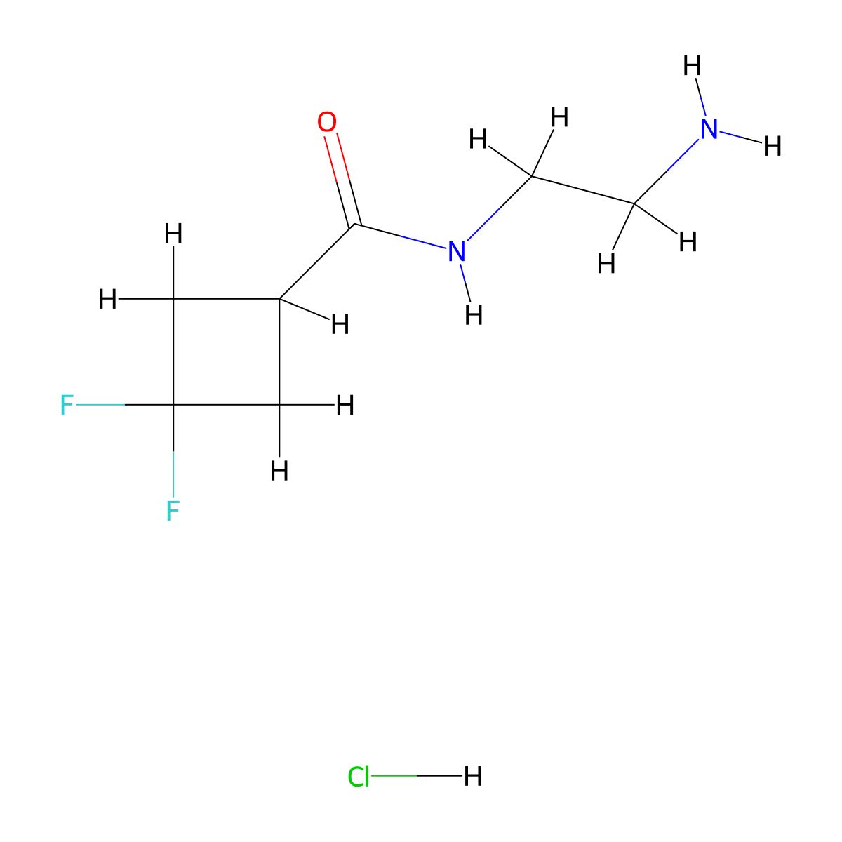 N-(2-aminoethyl)-3,3-difluorocyclobutane-1-carboxamide;hydrochloride molecular structure, CAS 2947426-25-5
