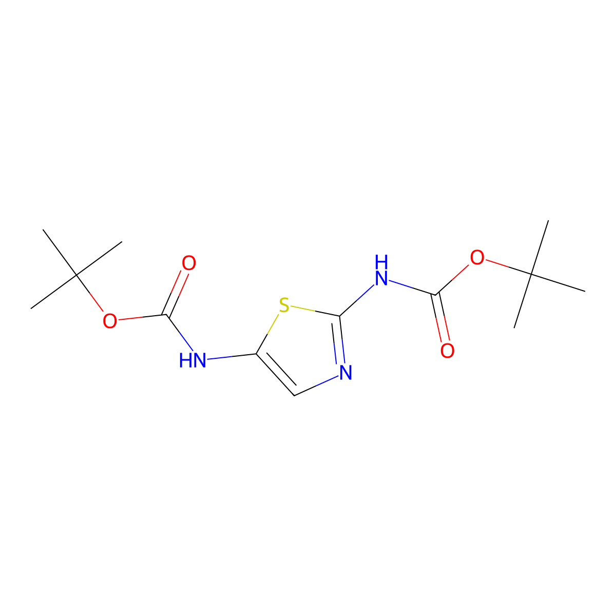 tert-butyl N-[2-[(2-methylpropan-2-yl)oxycarbonylamino]-1,3-thiazol-5-yl]carbamate molecular structure, CAS 2947426-29-9
