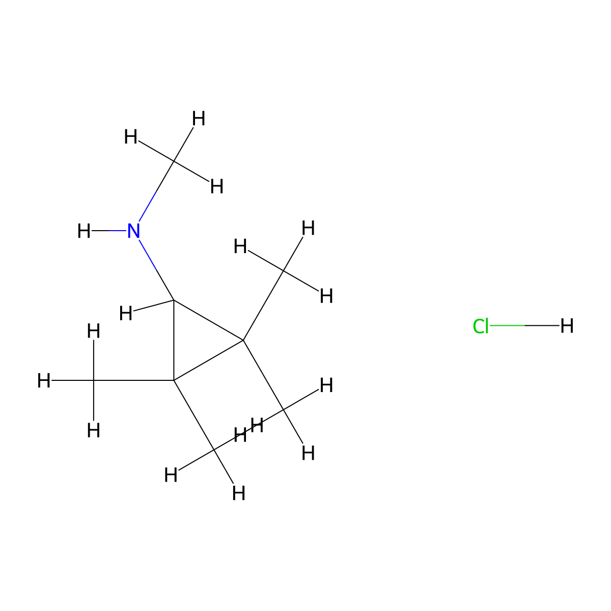 N,2,2,3,3-pentamethylcyclopropan-1-amine hydrochloride molecular structure, CAS 2947426-31-3