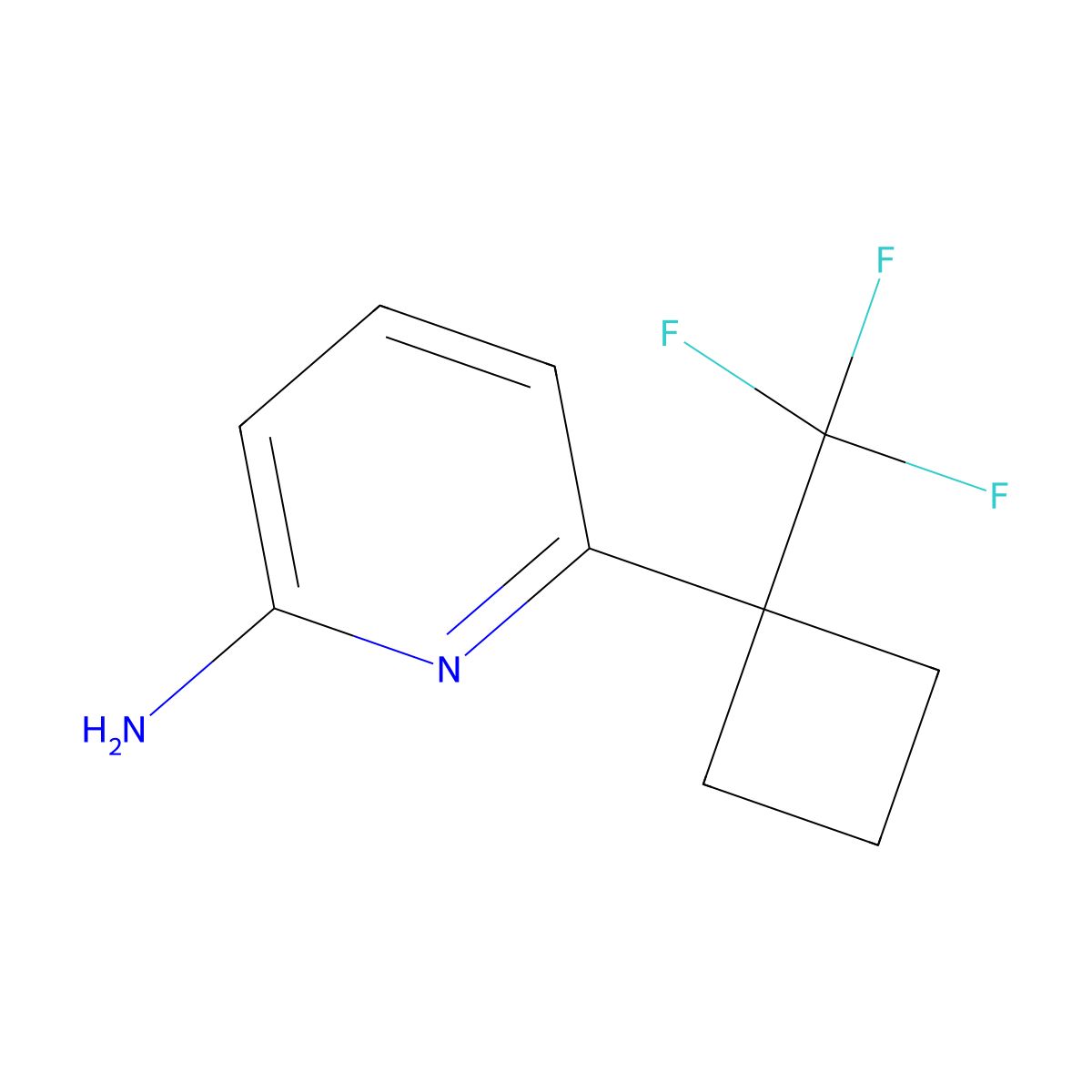 6-(1-(Trifluoromethyl)cyclobutyl)pyridin-2-amine molecular structure, CAS 2947426-36-8