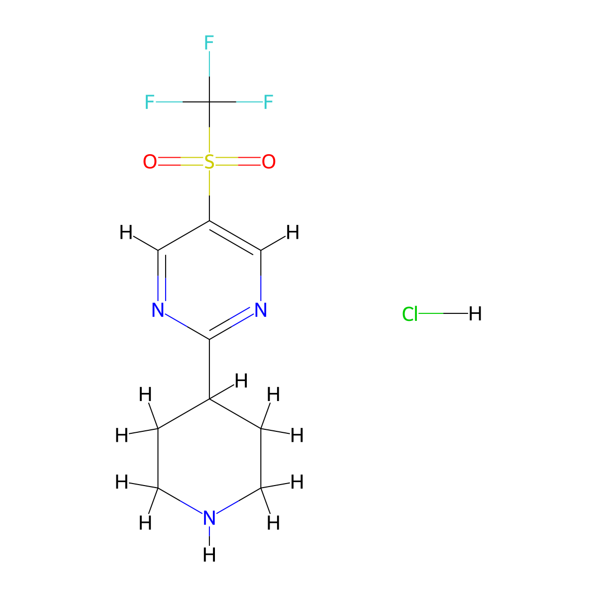 2-(Piperidin-4-yl)-5-trifluoromethanesulfonylpyrimidine hydrochloride molecular structure, CAS 2947426-42-6