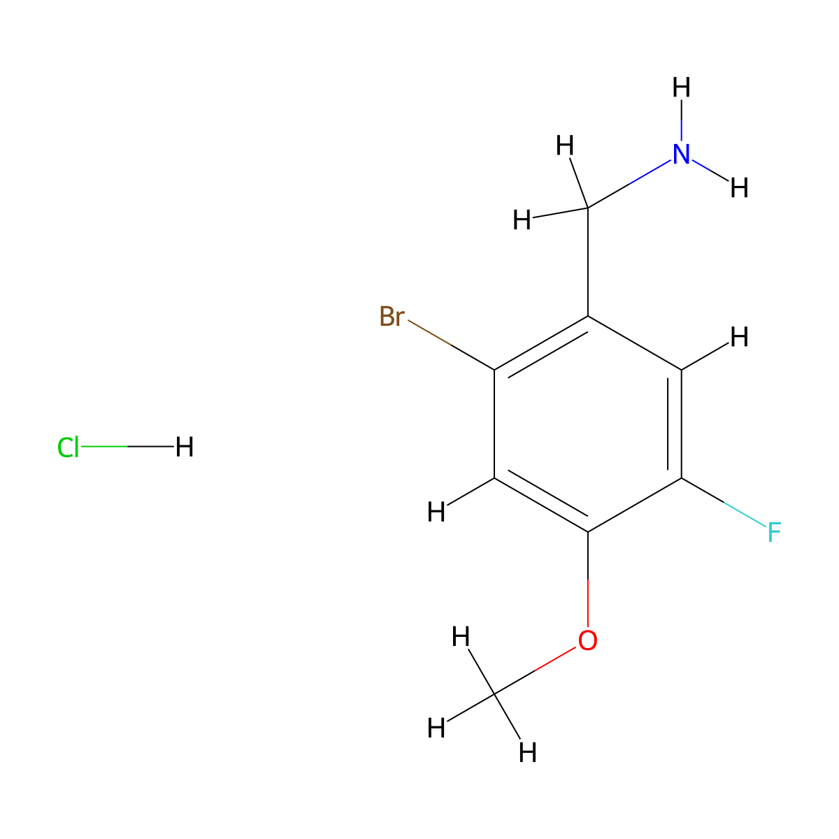1-(2-Bromo-5-fluoro-4-methoxyphenyl)methanamine hydrochloride molecular structure, CAS 2947426-44-8