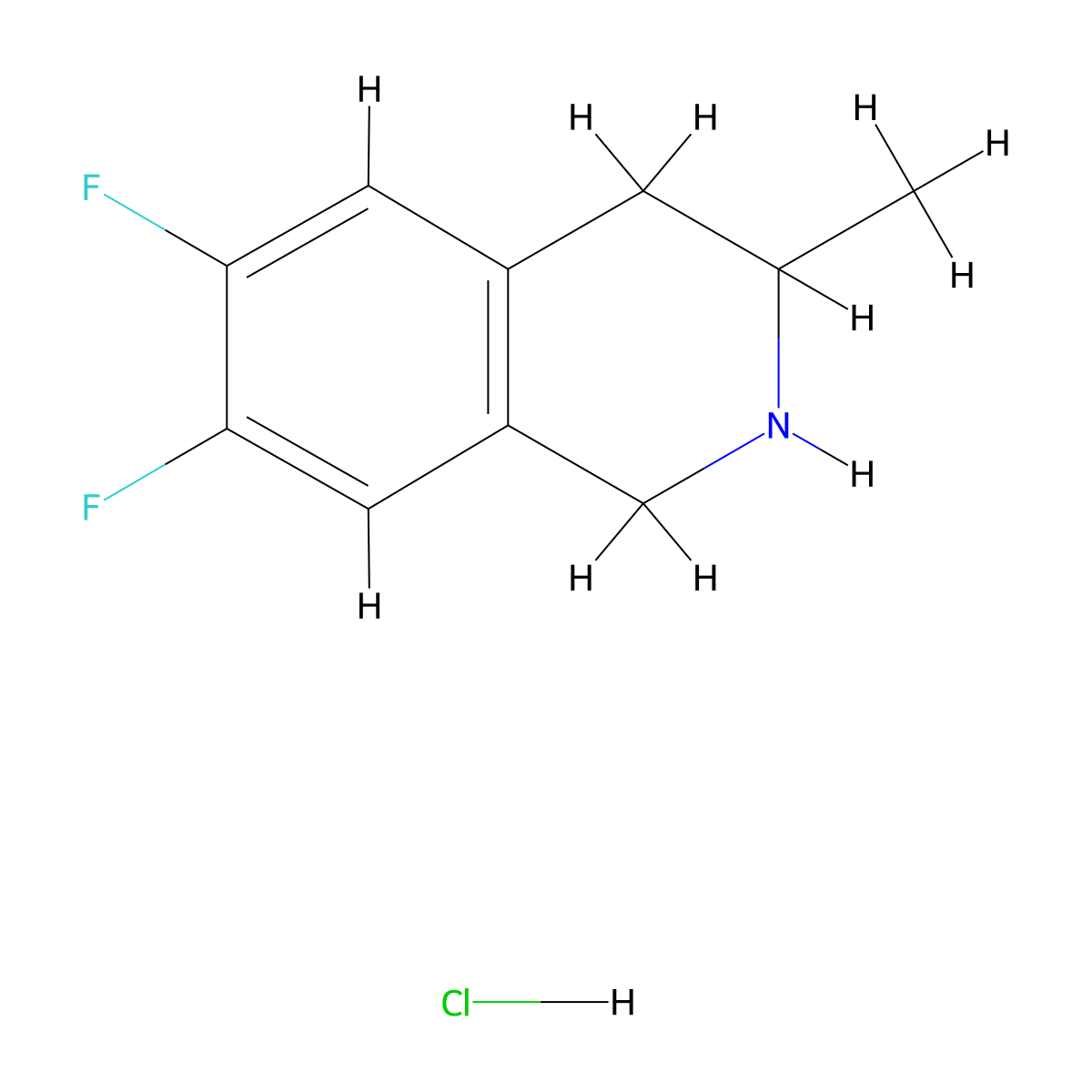 6,7-Difluoro-3-methyl-1,2,3,4-tetrahydroisoquinoline hydrochloride molecular structure, CAS 2947426-52-8