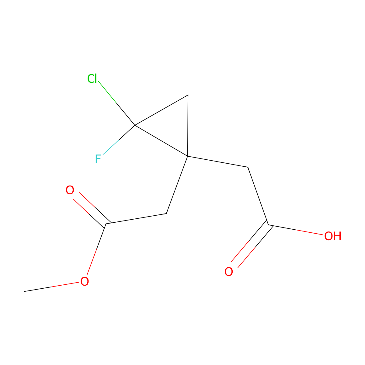 2-[2-Chloro-2-fluoro-1-(2-methoxy-2-oxoethyl)cyclopropyl]acetic acid molecular structure, CAS 2947426-55-1