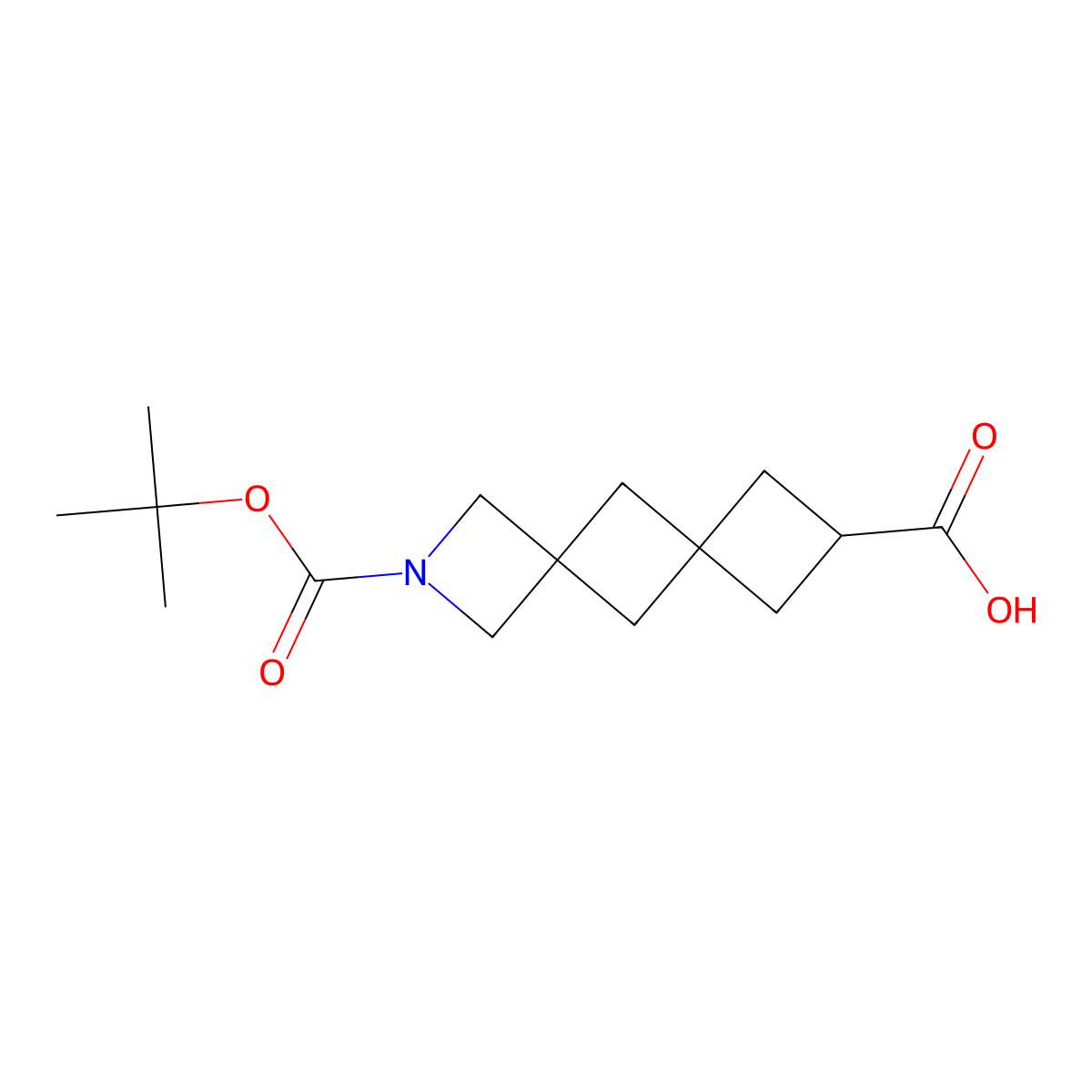2-[(Tert-butoxy)carbonyl]-2-azadispiro[3.1.3^{6}.1^{4}]decane-8-carboxylic acid molecular structure, CAS 2947426-56-2
