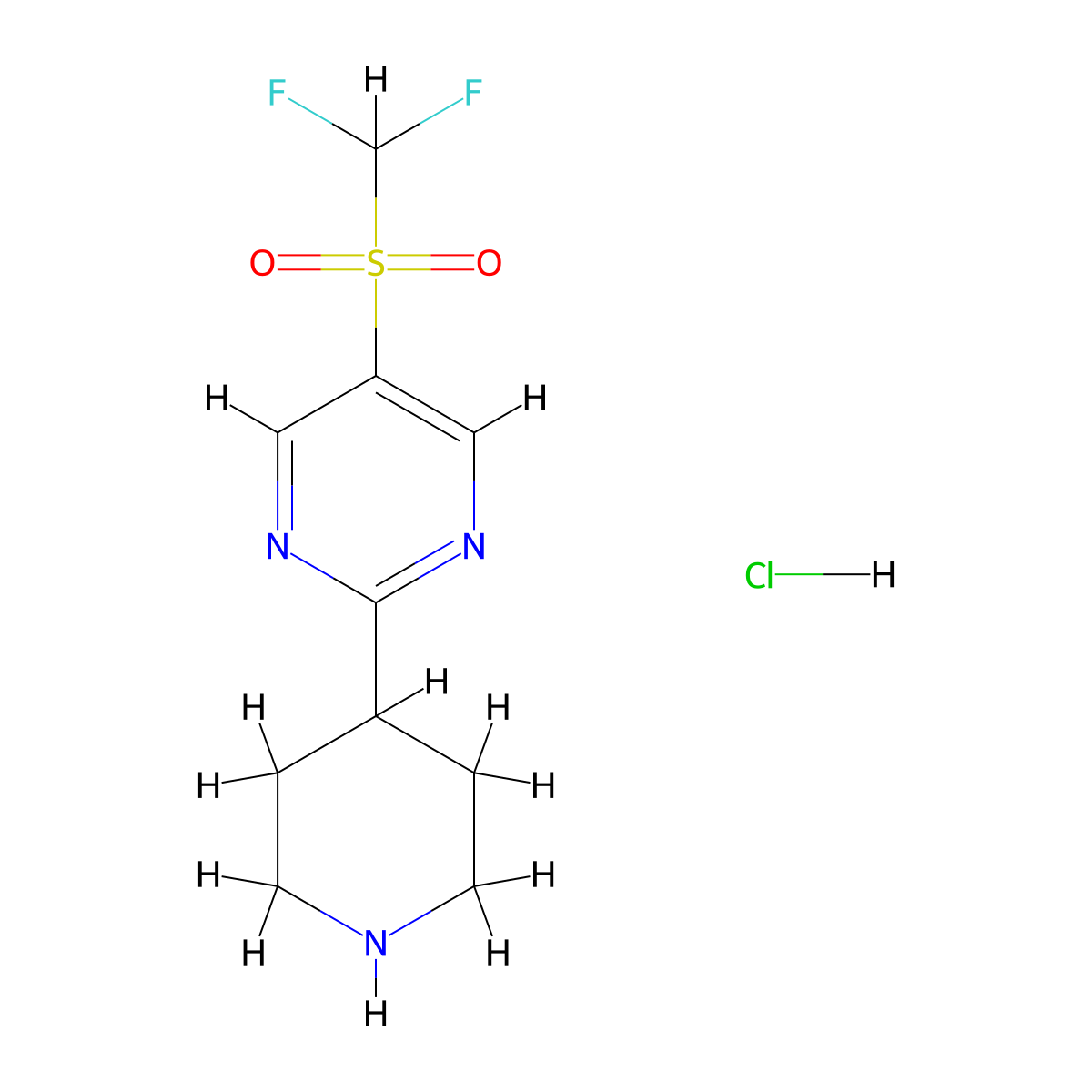 5-Difluoromethanesulfonyl-2-(piperidin-4-yl)pyrimidine hydrochloride molecular structure, CAS 2947426-72-2