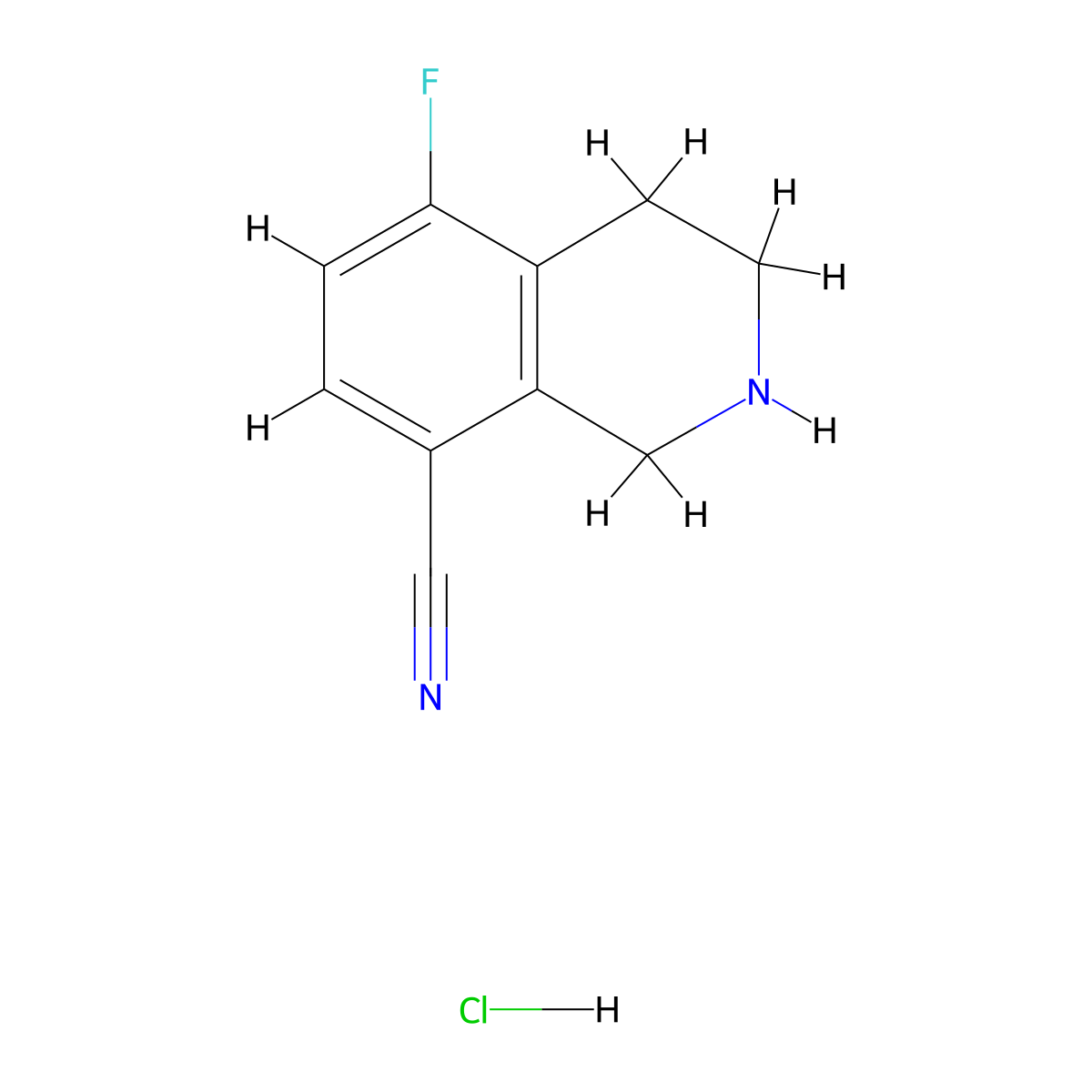 5-Fluoro-1,2,3,4-tetrahydroisoquinoline-8-carbonitrile;hydrochloride molecular structure, CAS 2947426-74-4
