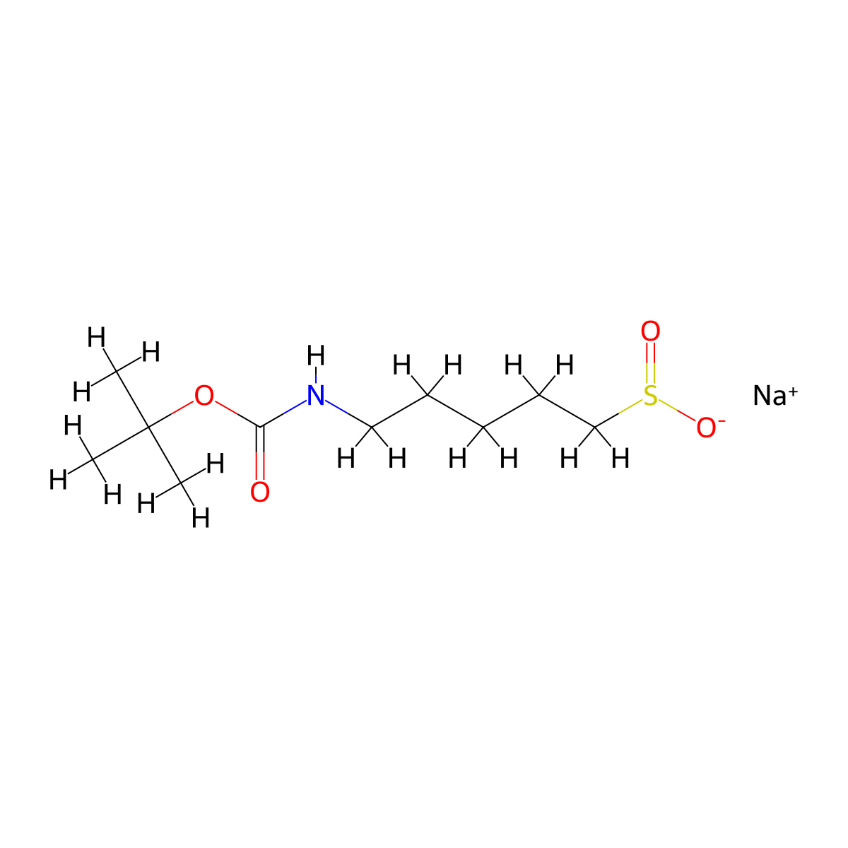 Sodium 5-{[(tert-butoxy)carbonyl]amino}pentane-1-sulfinate molecular structure, CAS 2947426-76-6