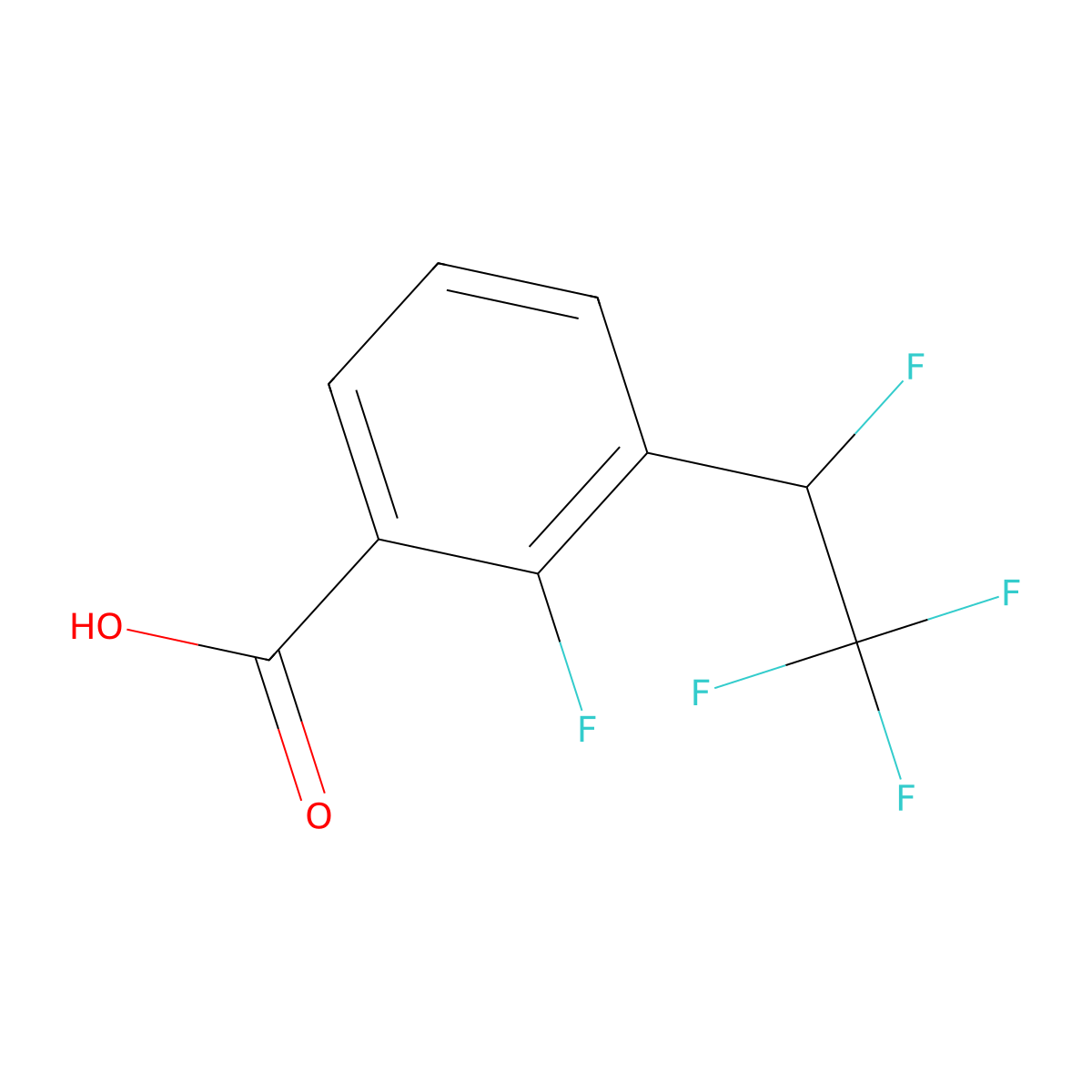 2-Fluoro-3-(1,2,2,2-tetrafluoroethyl)benzoic acid molecular structure, CAS 2947426-77-7