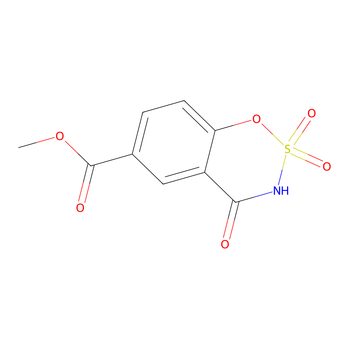 Methyl 2,2,4-trioxo-3,4-dihydro-1,2lambda6,3-benzoxathiazine-6-carboxylate molecular structure, CAS 2947426-78-8