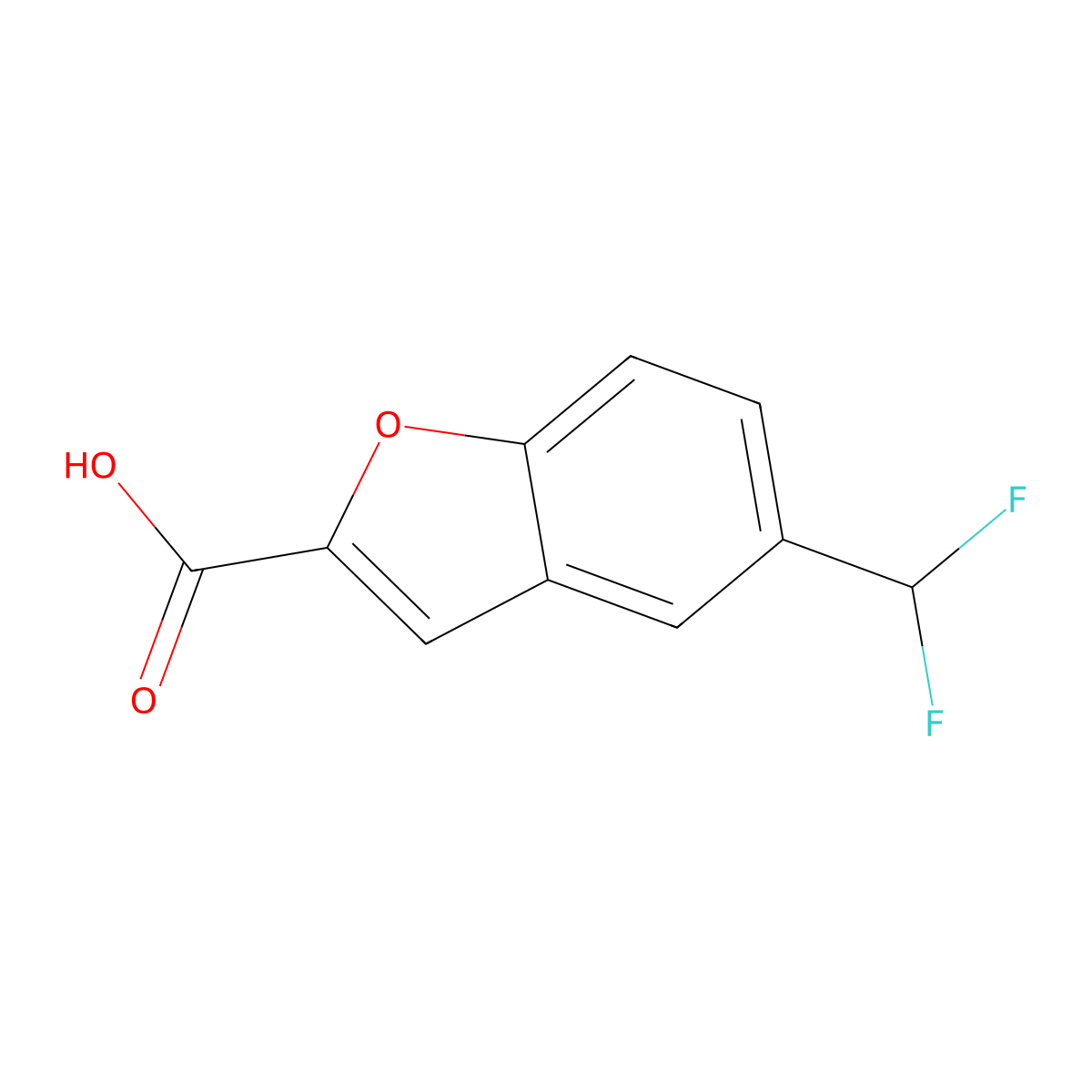 5-(Difluoromethyl)-1-benzofuran-2-carboxylic acid molecular structure, CAS 2947426-81-3