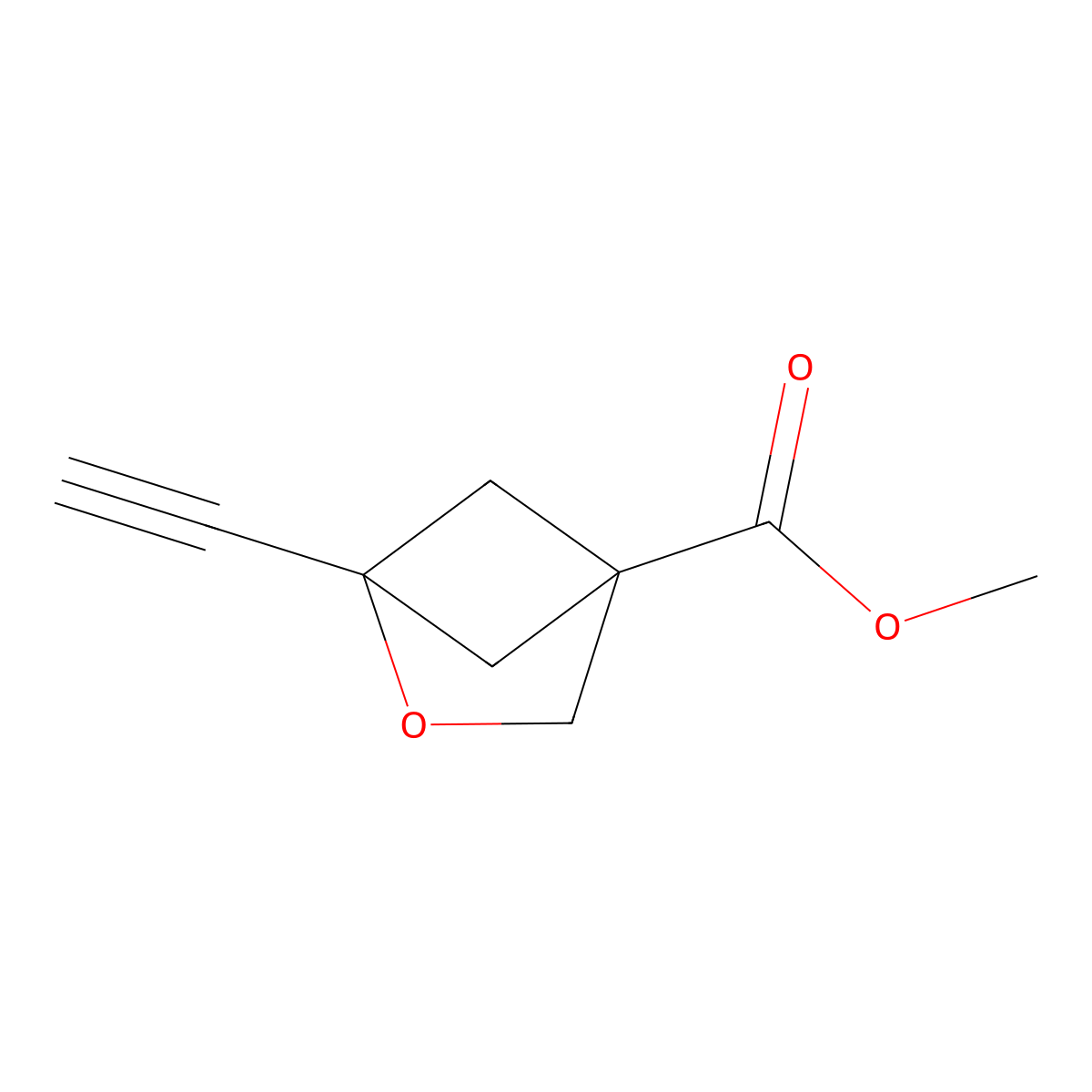 Methyl 1-ethynyl-2-oxabicyclo[2.1.1]hexane-4-carboxylate molecular structure, CAS 2947426-84-6