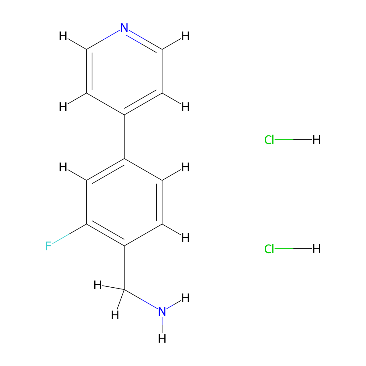 1-[2-Fluoro-4-(pyridin-4-yl)phenyl]methanamine dihydrochloride molecular structure, CAS 2947426-89-1