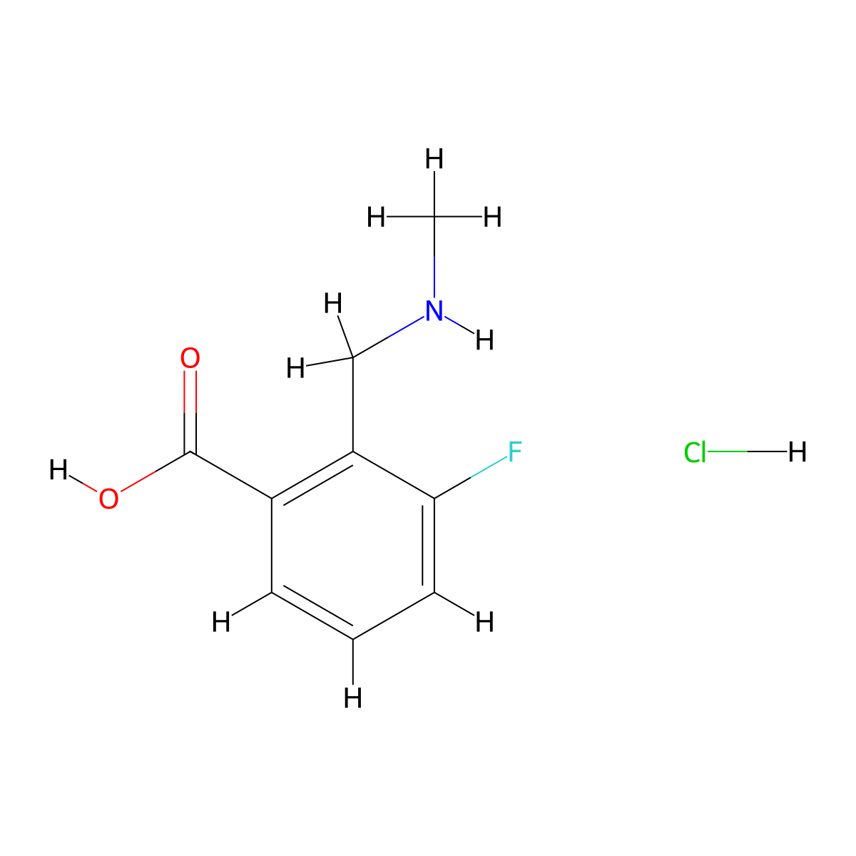 3-Fluoro-2-(methylaminomethyl)benzoic acid;hydrochloride molecular structure, CAS 2947426-91-5