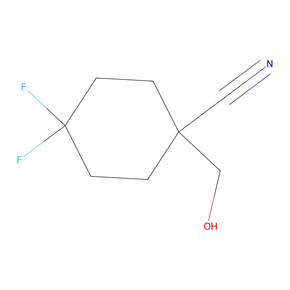 4,4-Difluoro-1-(hydroxymethyl)cyclohexane-1-carbonitrile molecular structure, CAS 2947426-96-0