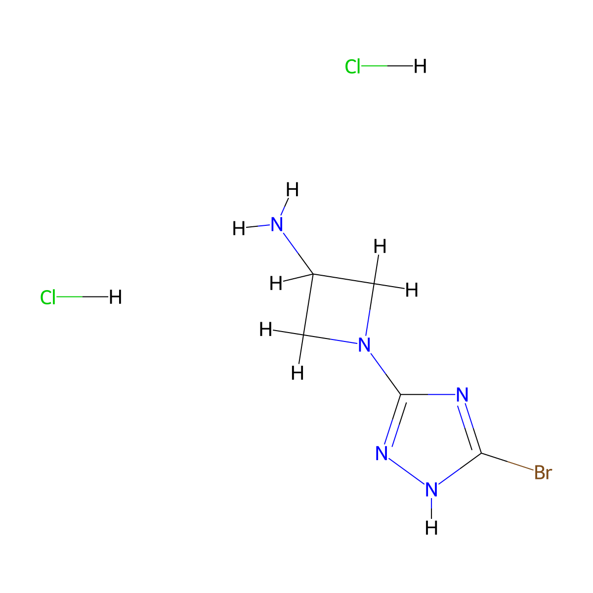 1-(3-bromo-1H-1,2,4-triazol-5-yl)azetidin-3-amine dihydrochloride molecular structure, CAS 2947427-13-4