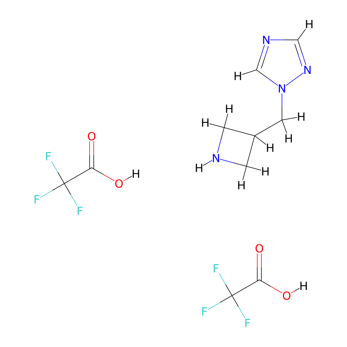 1-[(azetidin-3-yl)methyl]-1H-1,2,4-triazole, bis(trifluoroacetic acid) molecular structure, CAS 2947427-20-3