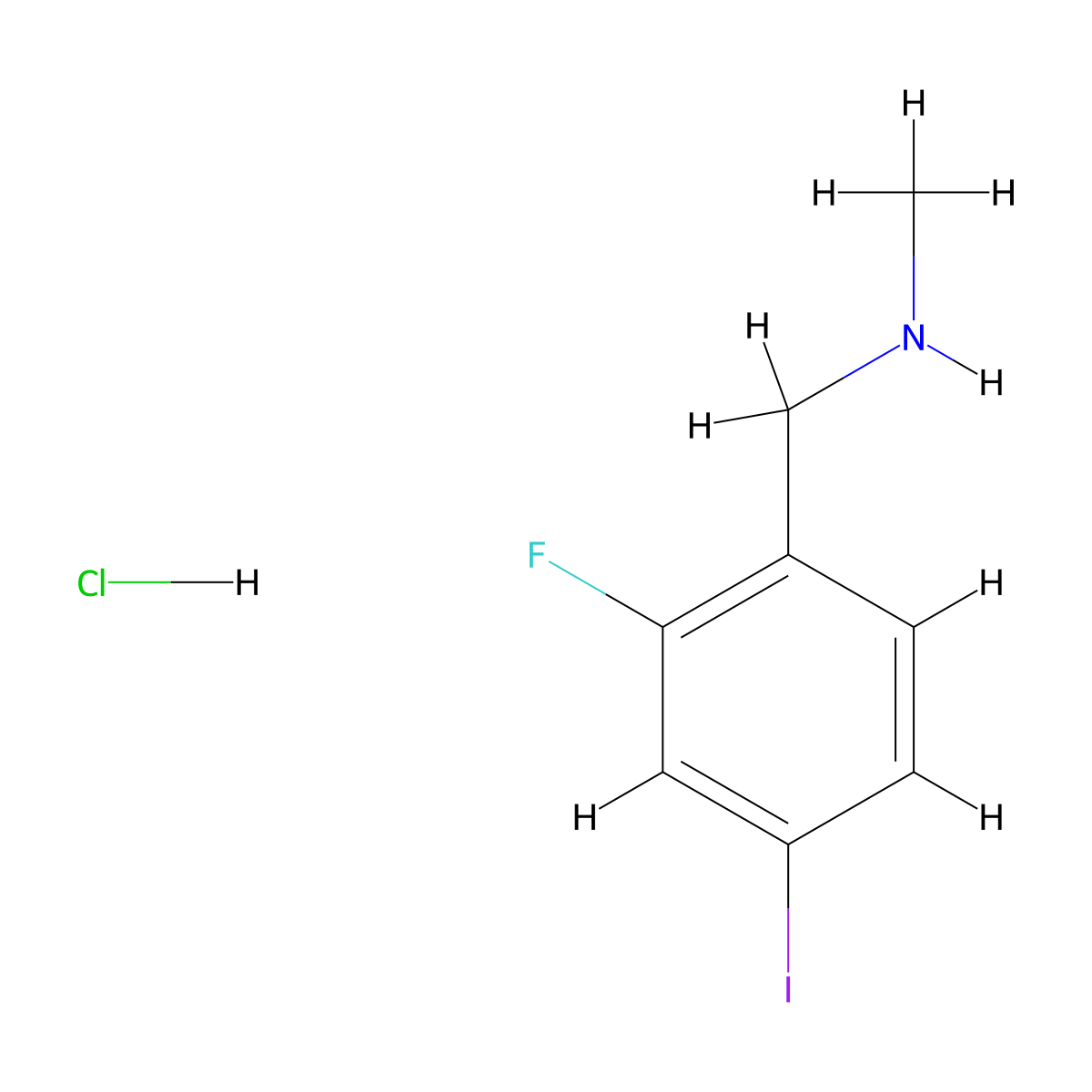 [(2-Fluoro-4-iodophenyl)methyl](methyl)amine hydrochloride molecular structure, CAS 2947427-27-0