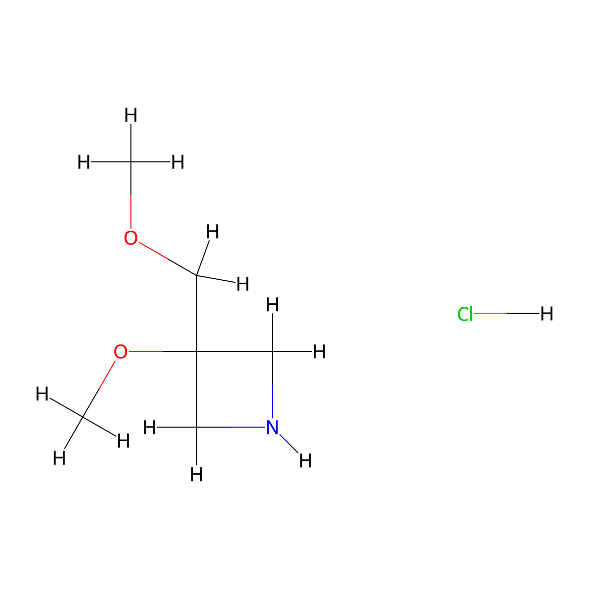 3-Methoxy-3-(methoxymethyl)azetidine;hydrochloride molecular structure, CAS 2947427-32-7