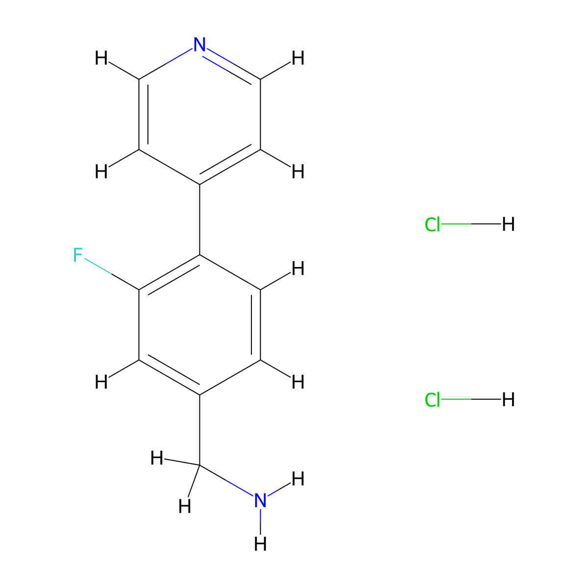 1-[3-Fluoro-4-(pyridin-4-yl)phenyl]methanamine dihydrochloride molecular structure, CAS 2947427-34-9