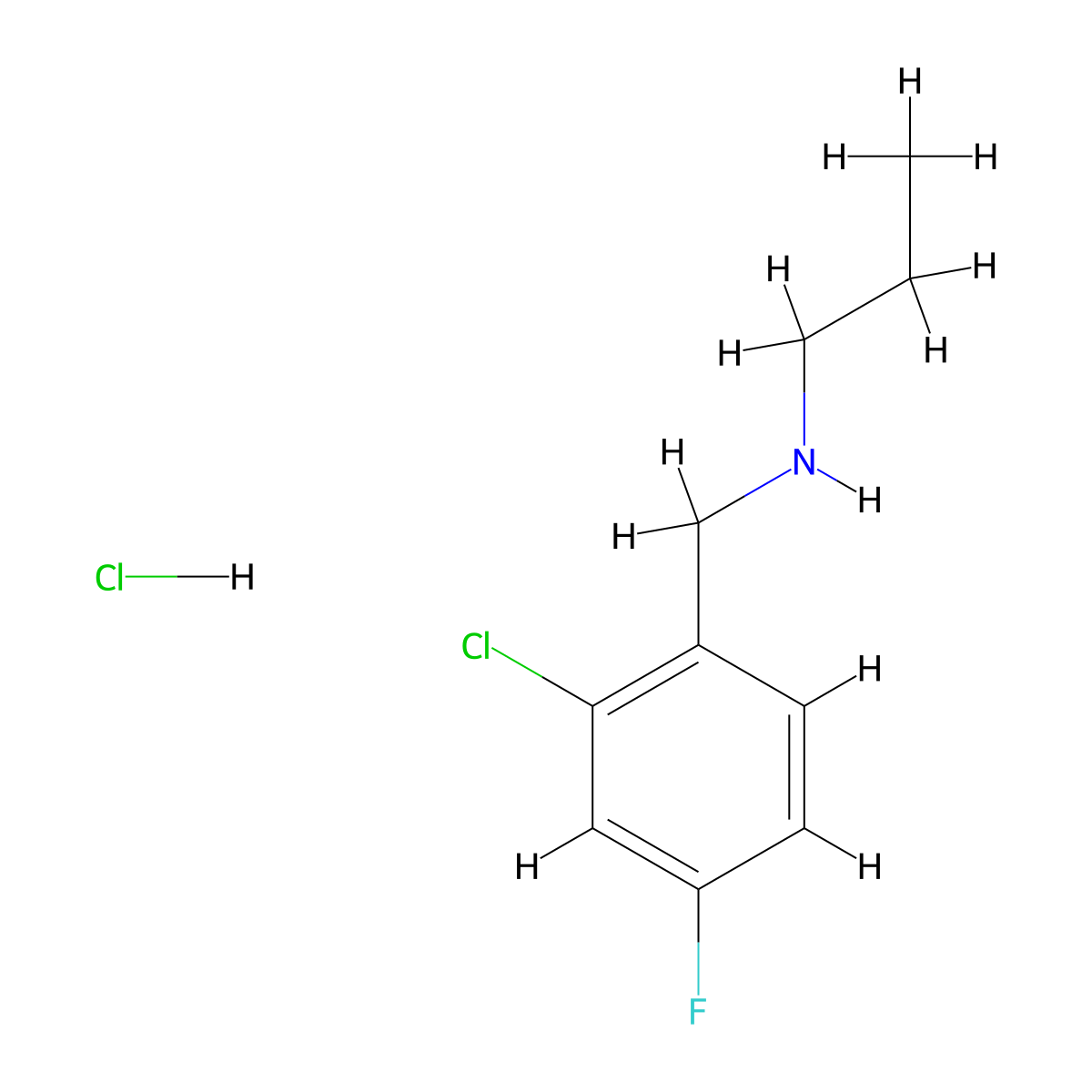 [(2-Chloro-4-fluorophenyl)methyl](propyl)amine hydrochloride molecular structure, CAS 2947427-42-9