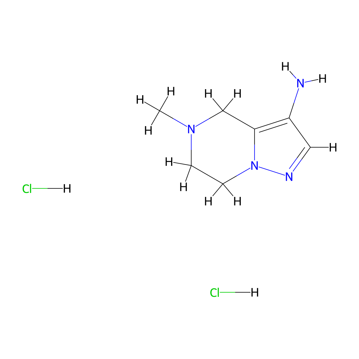 5-methyl-6,7-dihydro-4H-pyrazolo[1,5-a]pyrazin-3-amine;dihydrochloride molecular structure, CAS 2947427-45-2