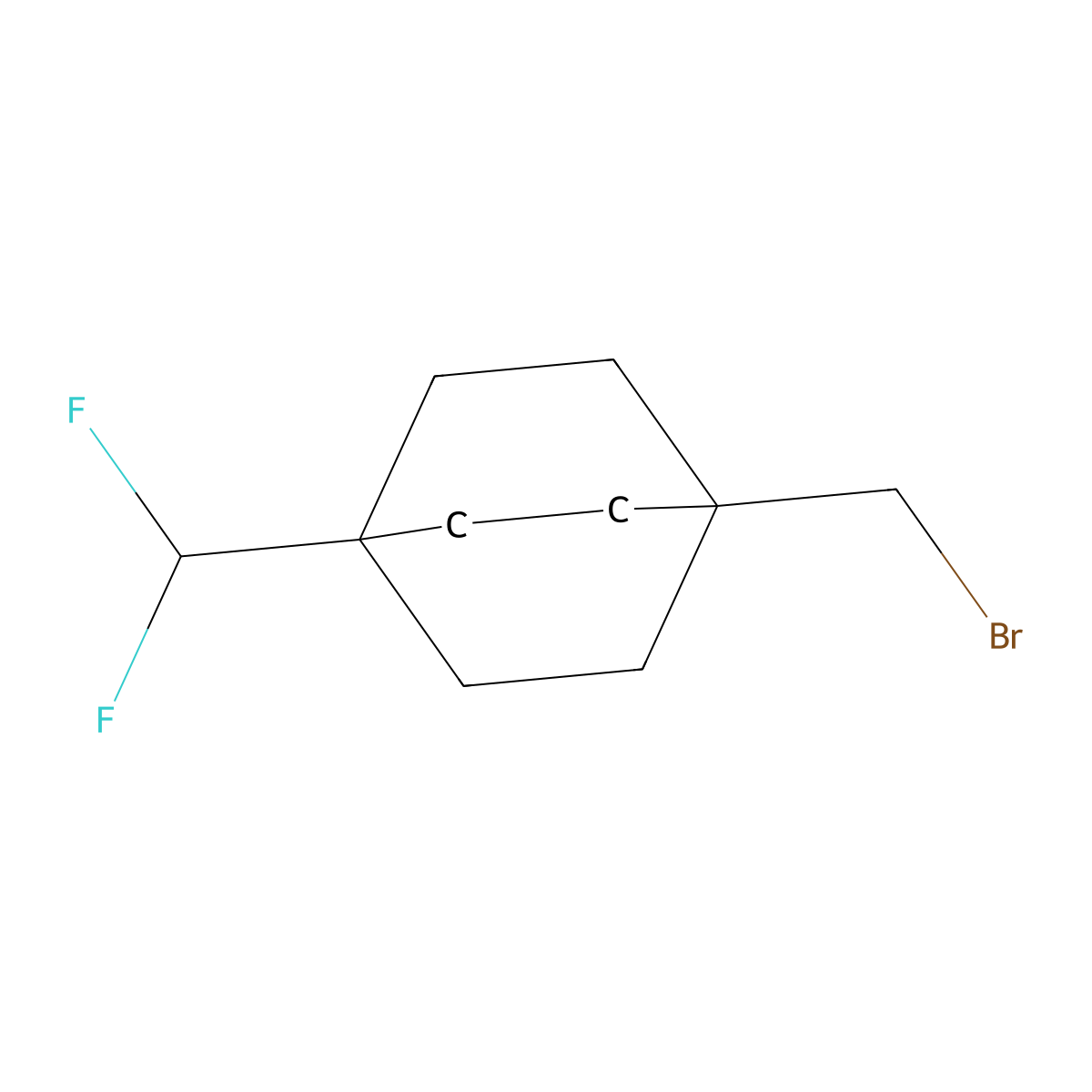 1-(Bromomethyl)-4-(difluoromethyl)bicyclo[2.2.2]octane molecular structure, CAS 2947427-53-2