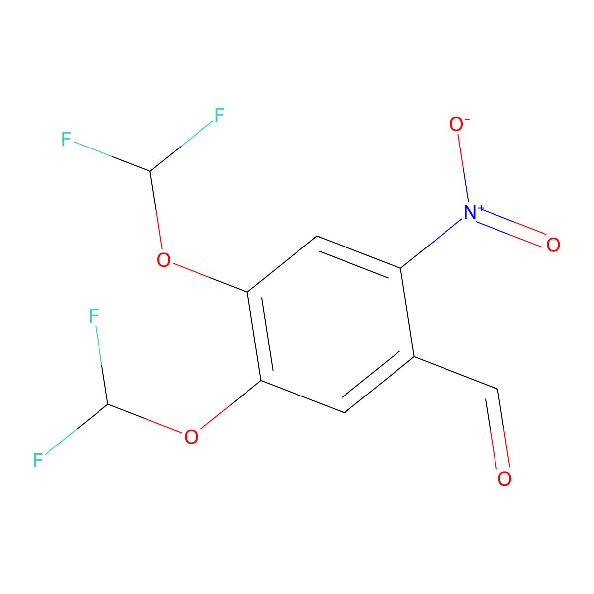 4,5-Bis(difluoromethoxy)-2-nitrobenzaldehyde molecular structure, CAS 2947427-54-3