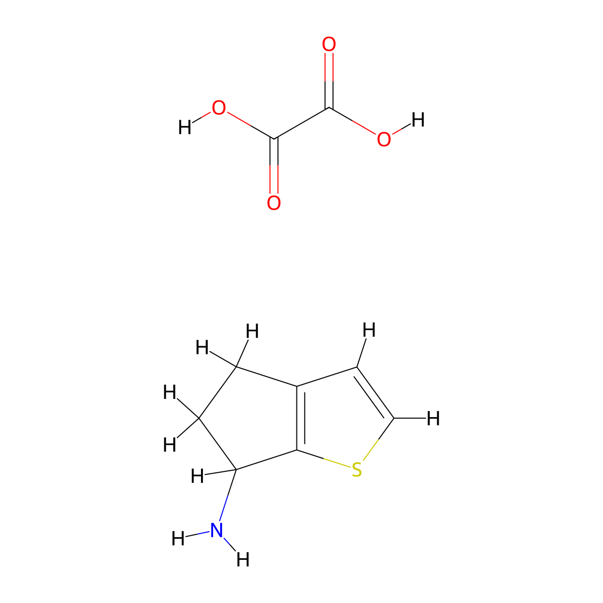 4H,5H,6H-cyclopenta[b]thiophen-6-amine, oxalic acid molecular structure, CAS 2947427-69-0