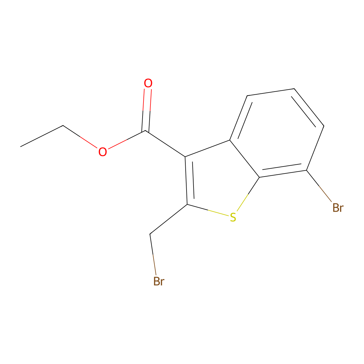 Ethyl 7-bromo-2-(bromomethyl)-1-benzothiophene-3-carboxylate molecular structure, CAS 2947427-75-8