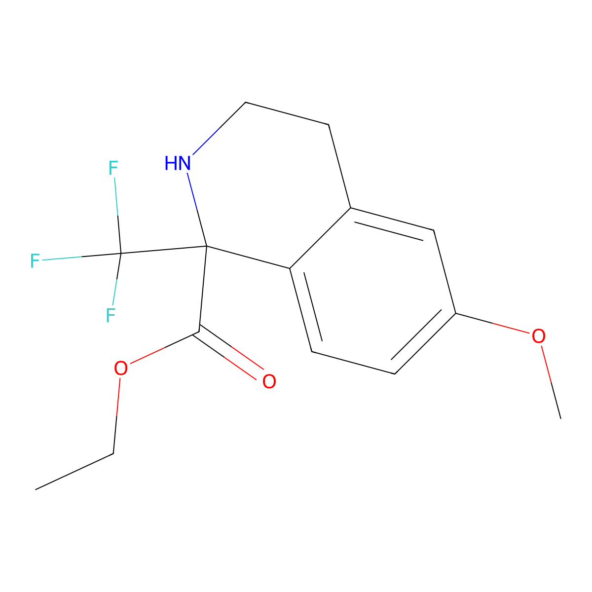 Ethyl 6-methoxy-1-(trifluoromethyl)-1,2,3,4-tetrahydroisoquinoline-1-carboxylate molecular structure, CAS 2947427-78-1