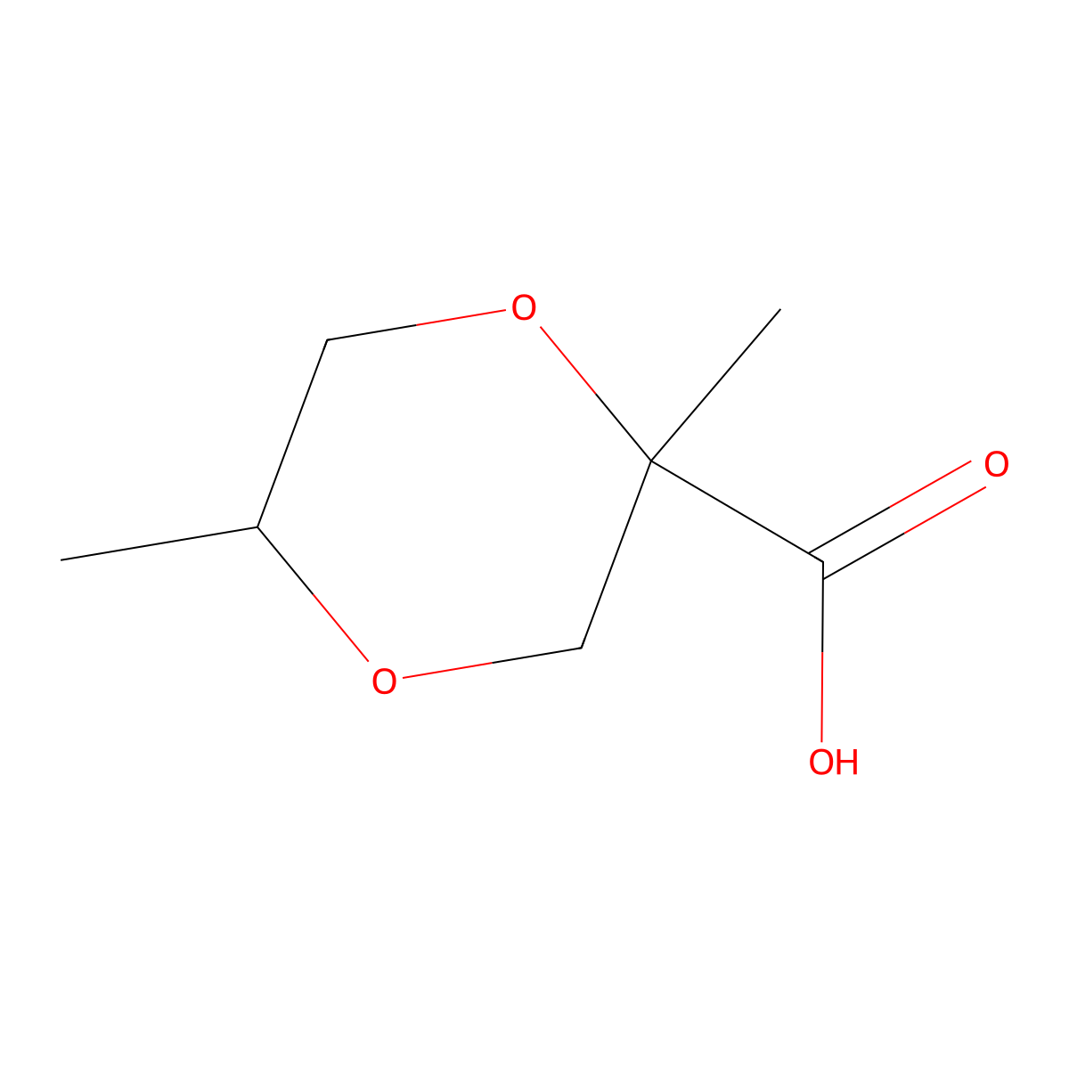 2,5-Dimethyl-1,4-dioxane-2-carboxylic acid molecular structure, CAS 2947427-85-0