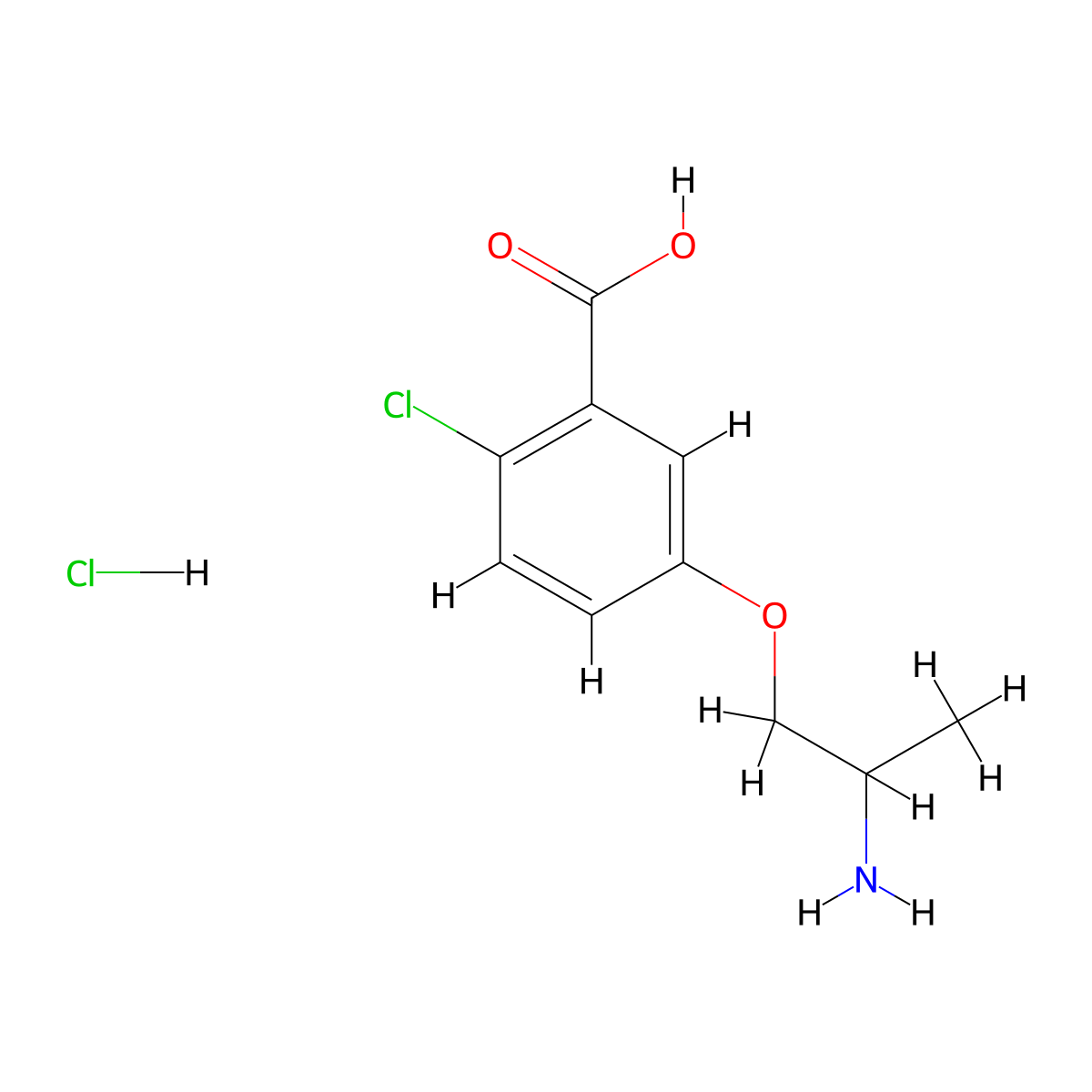 5-(2-Aminopropoxy)-2-chlorobenzoic acid hydrochloride molecular structure, CAS 2947427-86-1