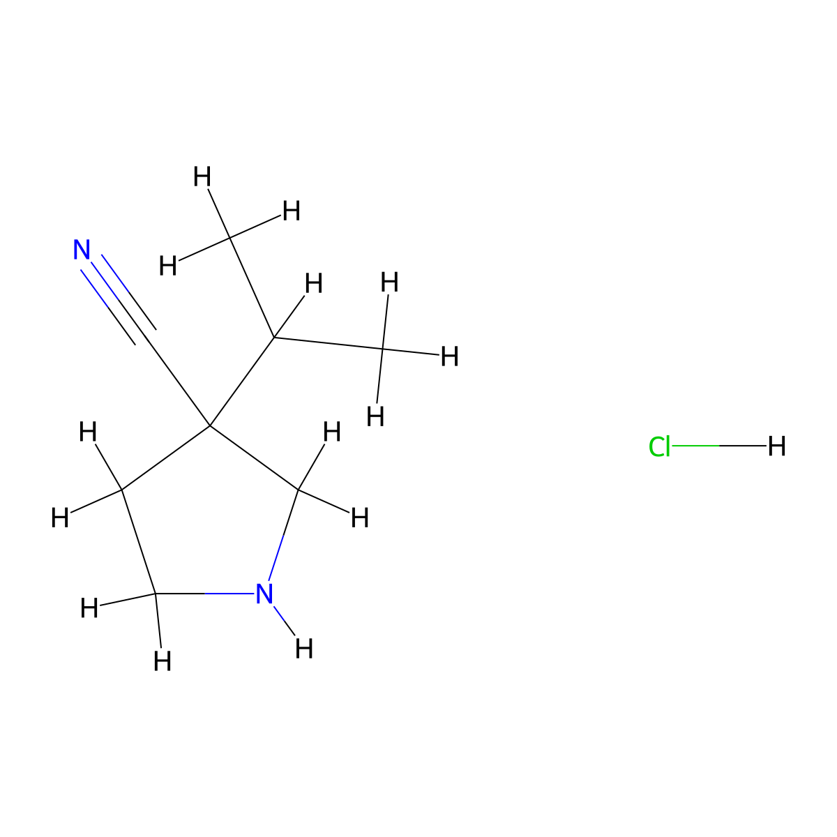 3-Propan-2-ylpyrrolidine-3-carbonitrile;hydrochloride molecular structure, CAS 2947427-91-8