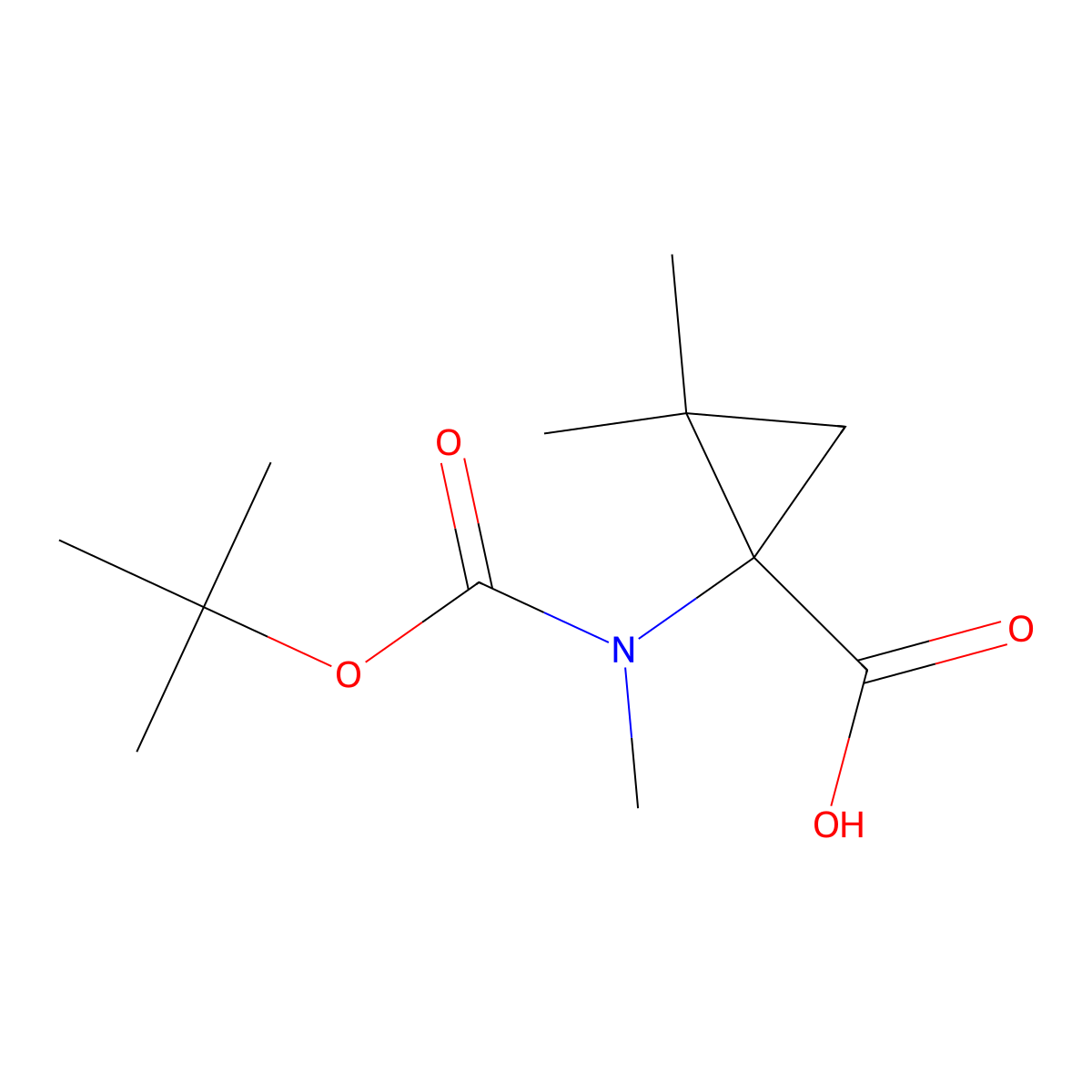 2,2-Dimethyl-1-[methyl-[(2-methylpropan-2-yl)oxycarbonyl]amino]cyclopropane-1-carboxylic acid molecular structure, CAS 2947428-06-8