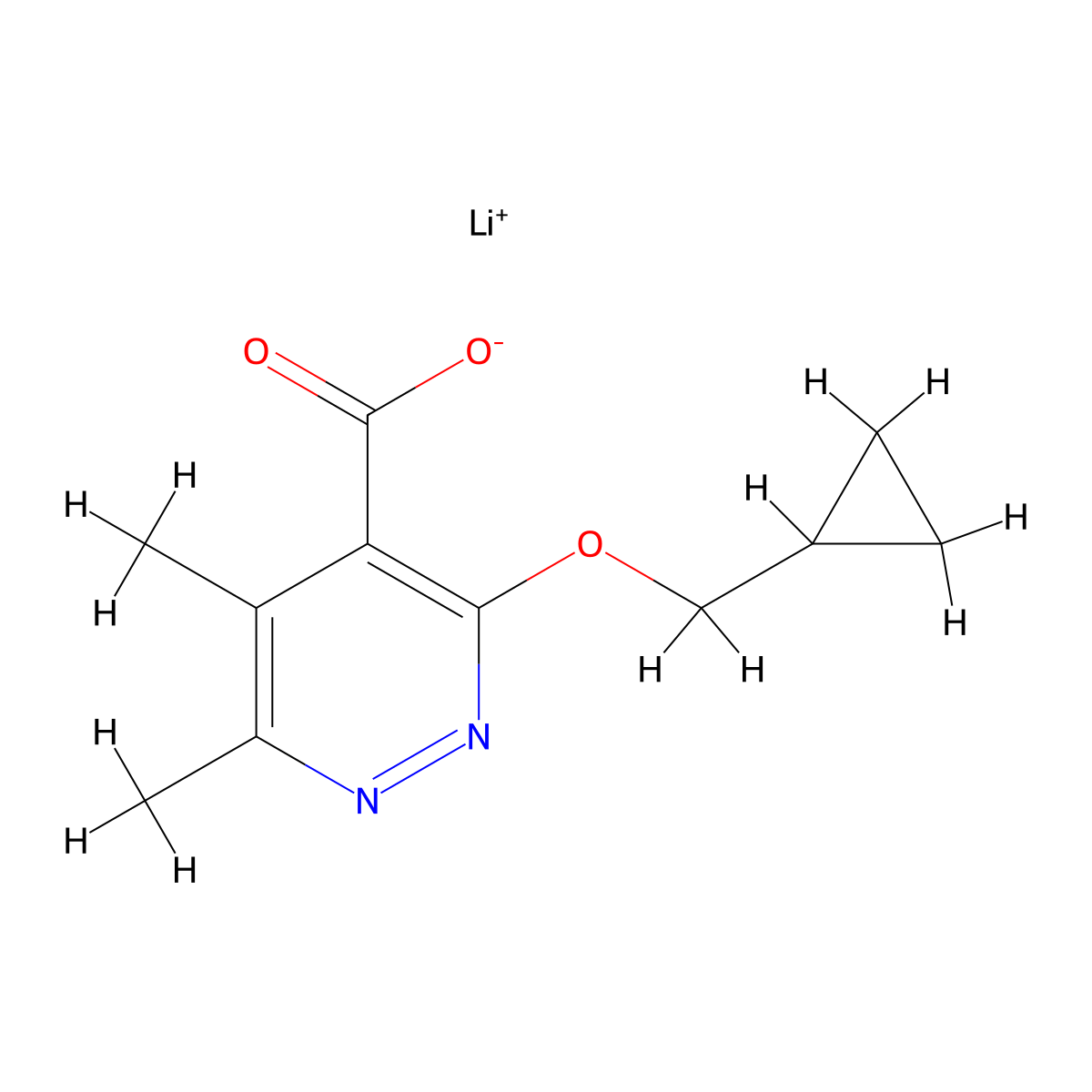 Lithium(1+) 3-(cyclopropylmethoxy)-5,6-dimethylpyridazine-4-carboxylate molecular structure, CAS 2947428-07-9