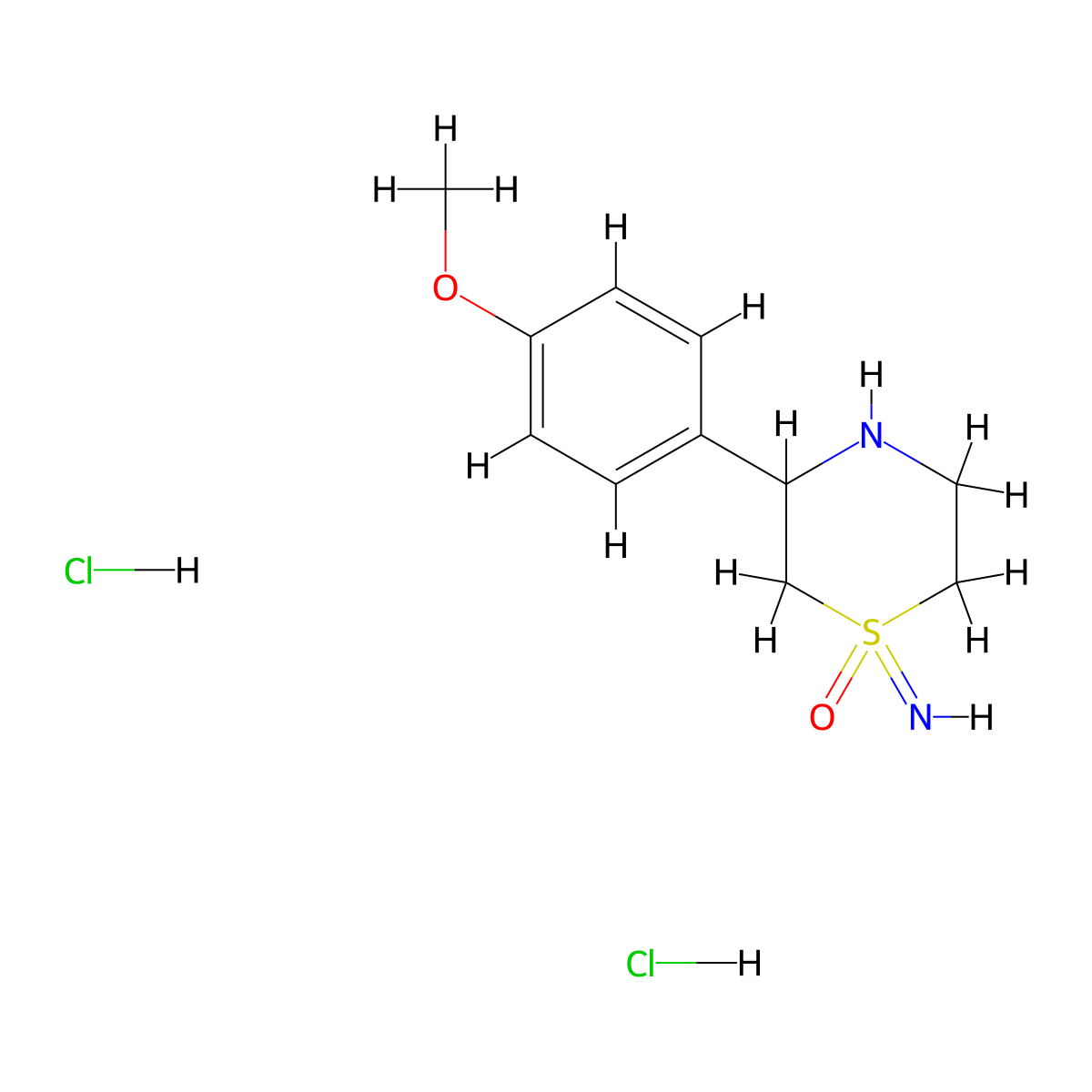 1-Imino-3-(4-methoxyphenyl)-1lambda6-thiomorpholin-1-one dihydrochloride molecular structure, CAS 2947428-10-4